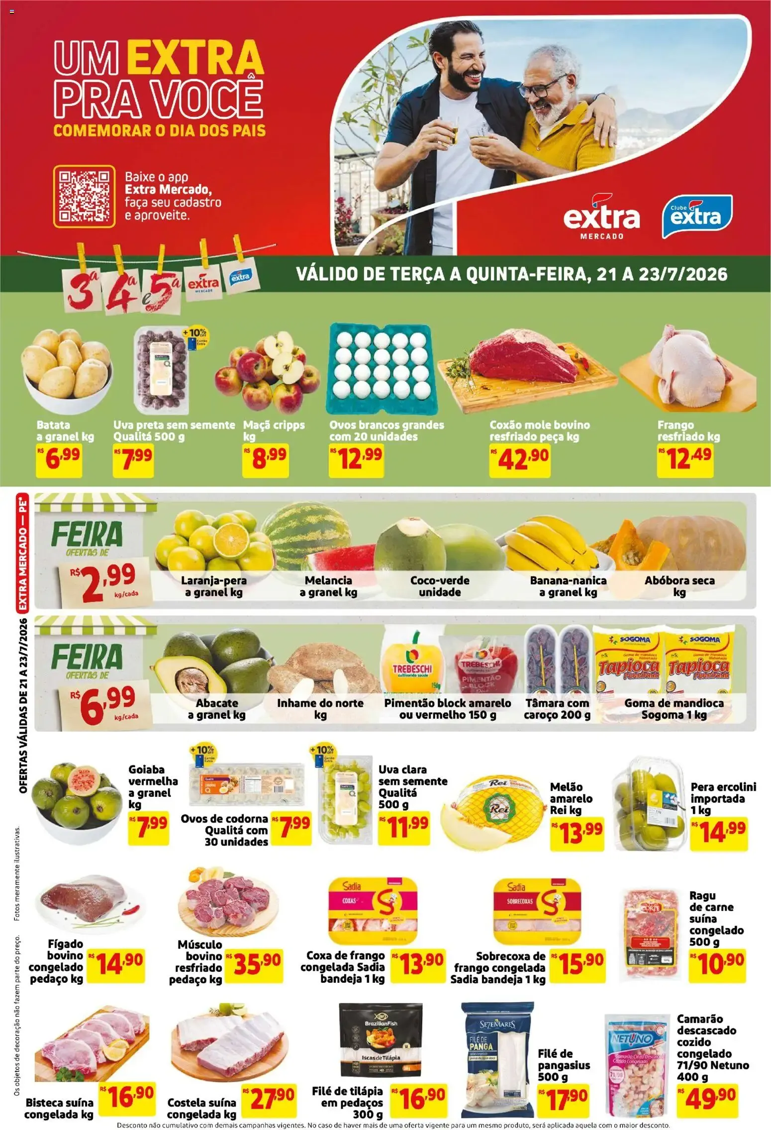 Encarte de Um Extra pra você comemorar o Dia dos Pais - Ofertas Extra Mercado 21 de julho até 23 de julho 2026 - Pagina 1