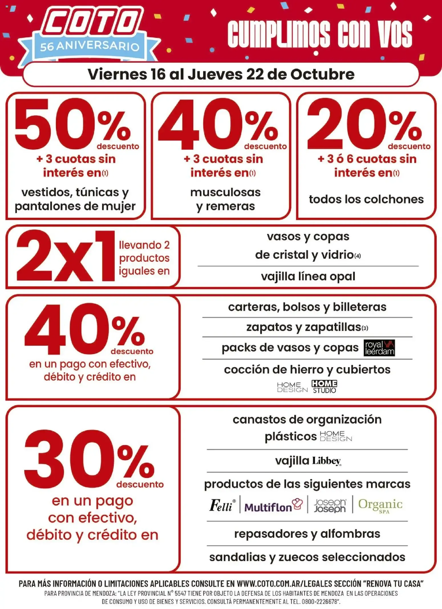 Coto 56 Aniversario - Cumplimos con vos - Descuentos