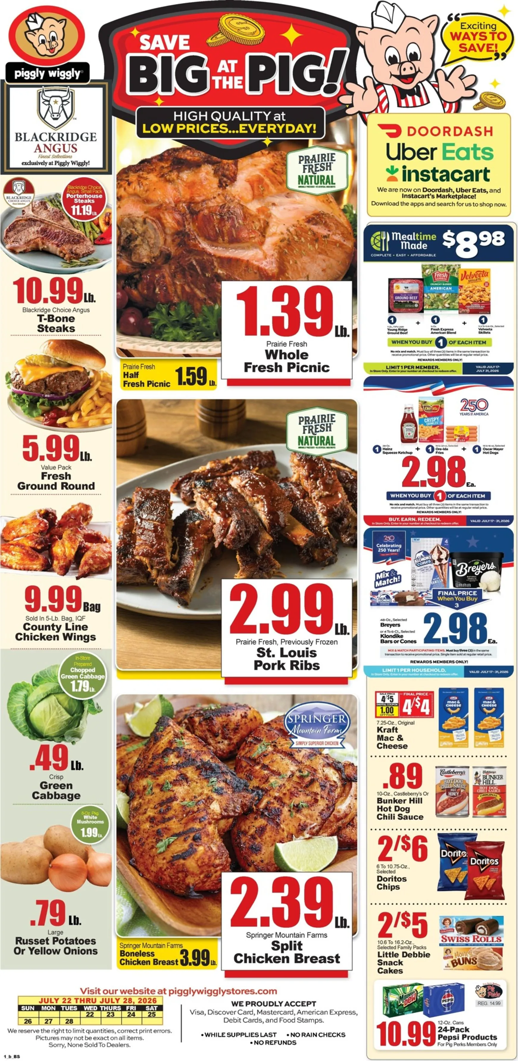 Current Piggly Wiggly leaflet valid from Wednesday 07/22/2026 to Tuesday 07/28/2026