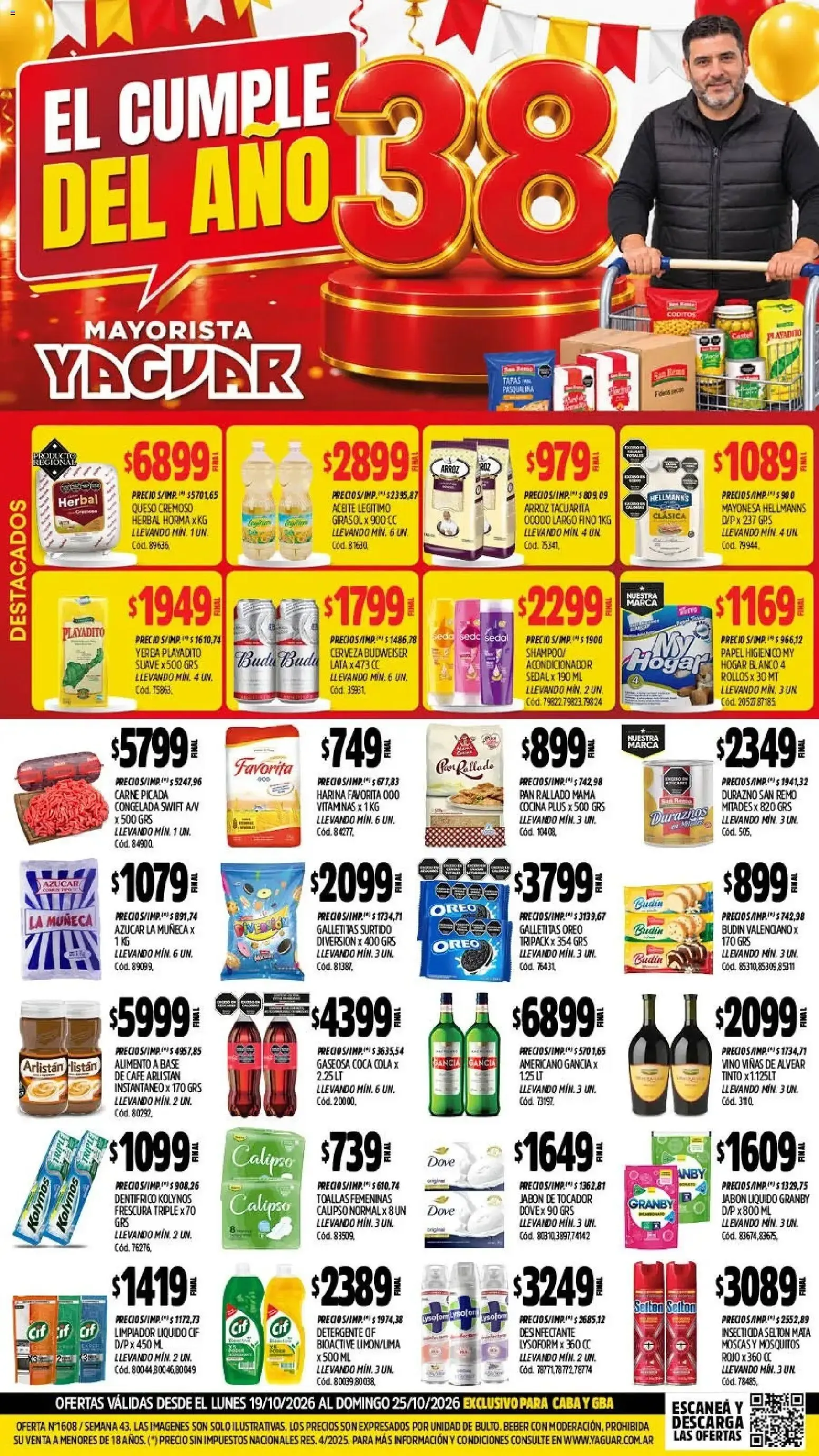 Ofertas de Mayorista Yaguar: El Cumple del Año 38 19 de octubre al 25 de octubre 2026 - Página 1 del catálogo