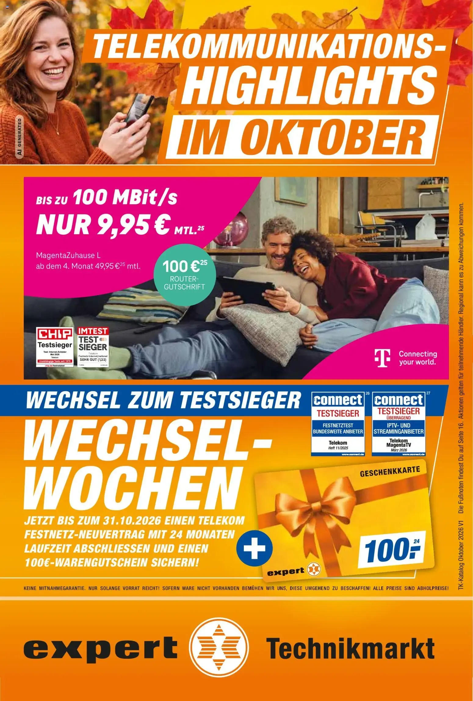 Expert Telekommunikations-Highlights im Oktober (ab 01.10.2026) zum Blättern von 1. Oktober bis 31. Oktober 2026 - Prospekt seite 1