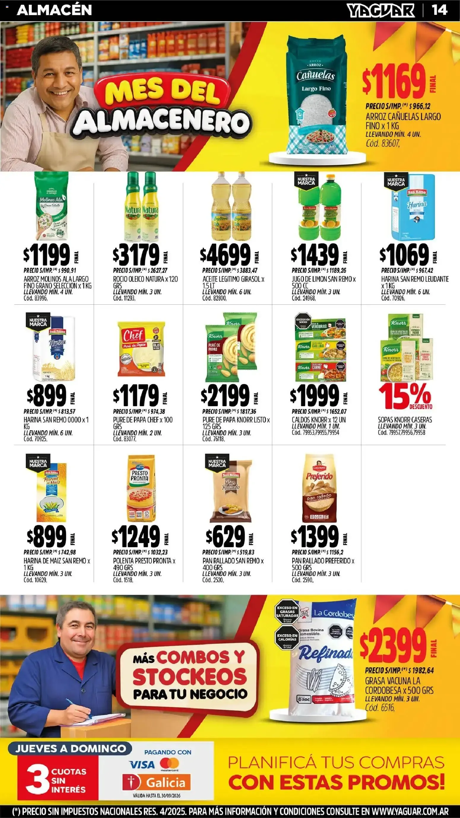 Ofertas de MAYORISTA YAGUAR MES DEL ALMACENERO 31 de agosto al 6 de septiembre 2026 - Página 14 del catálogo