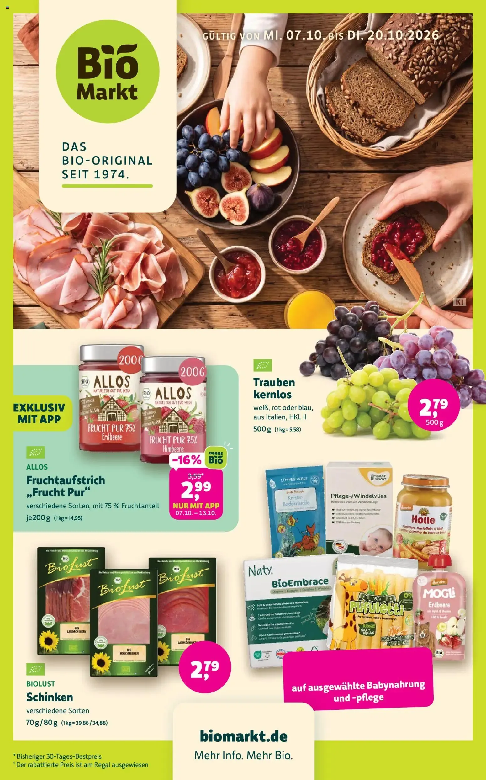 BioMarkt Prospekt (ab 07.10.2026) zum Blättern von 7. Oktober bis 20. Oktober 2026 - Prospekt seite 1