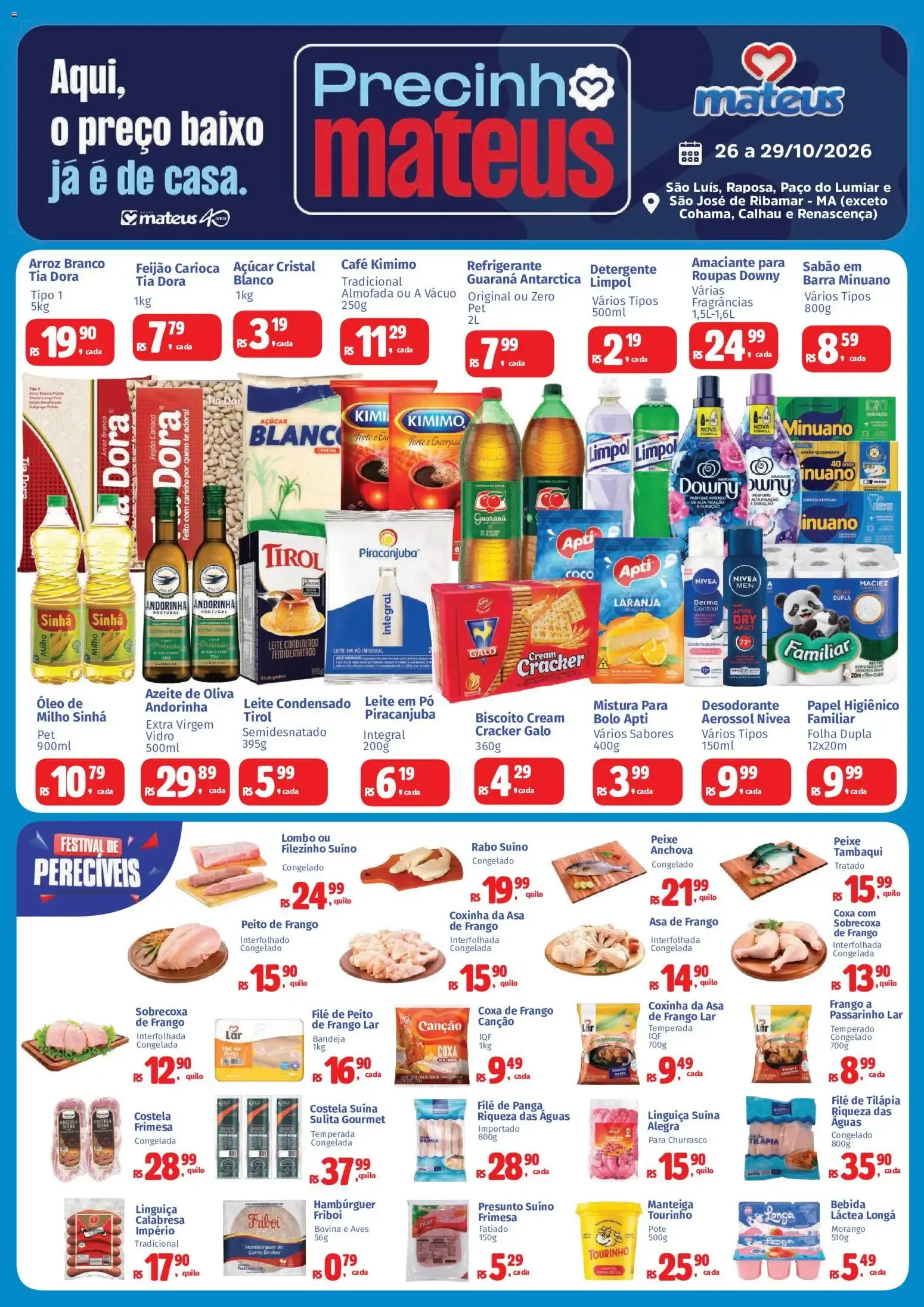 Encarte de Mateus ofertas Precinho pra Levar de 26/10/2026 | Promoções Online 26 de outubro até 29 de outubro 2026 - Pagina 1