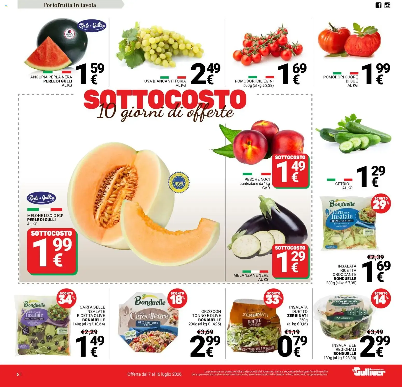 Gulliver Supermercato: SOTTOCOSTO 10 giorni di offerte da 7 luglio a 16 luglio di 2026 - Pagina del volantino 6