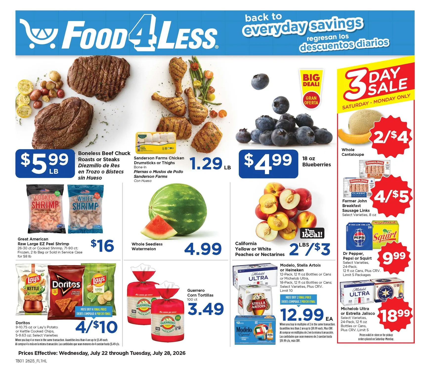 Weekly ad Current Food 4 Less - Weekly Ad Print leaflet valid from Wednesday 07/22/2026 to Wednesday 07/29/2026 from July 22 to July 28 2026 - Page 1