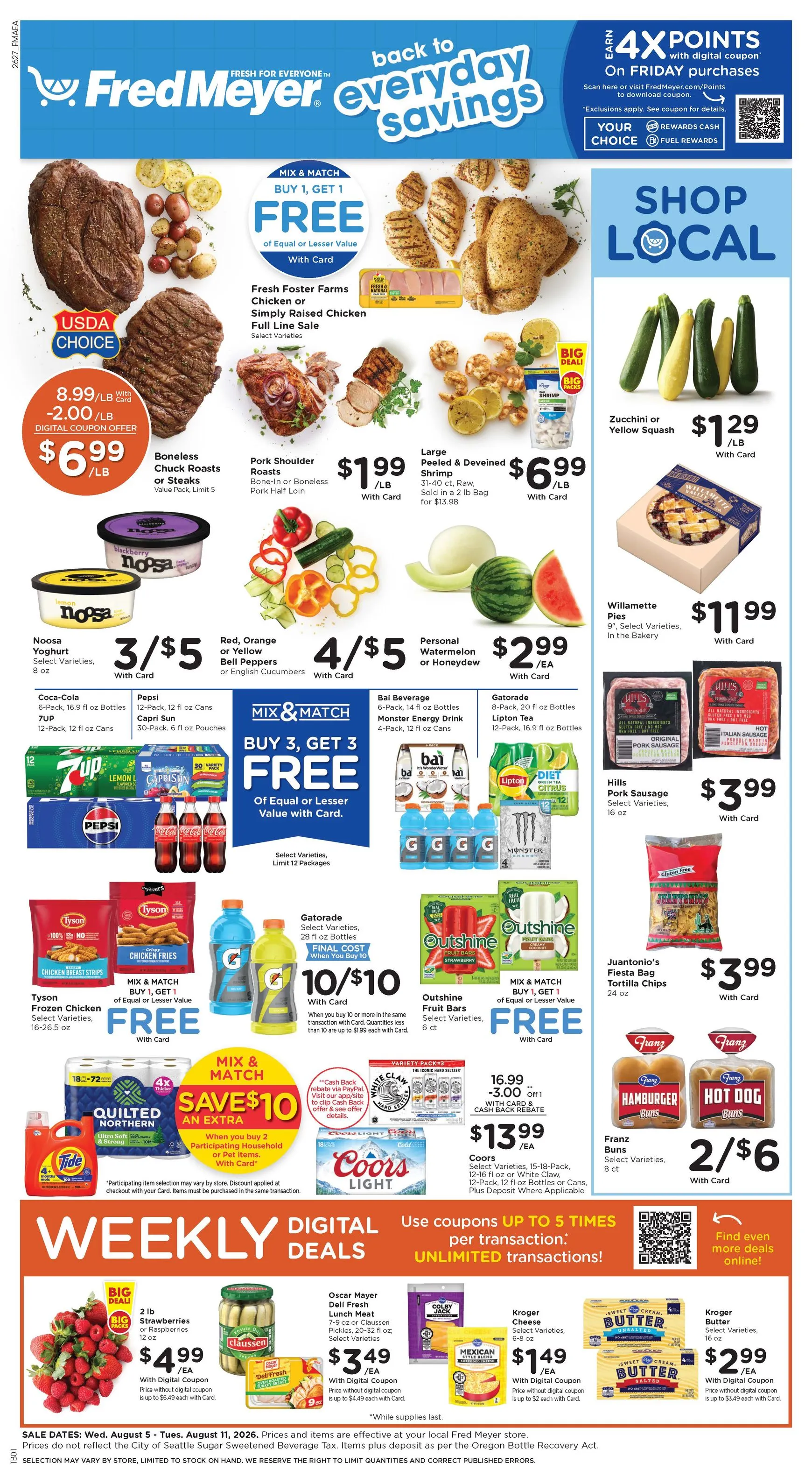 Weekly ad Current Fred Meyer leaflet valid from Wednesday 08/05/2026 to Tuesday 08/11/2026 from August 5 to August 11 2026 - Page 1