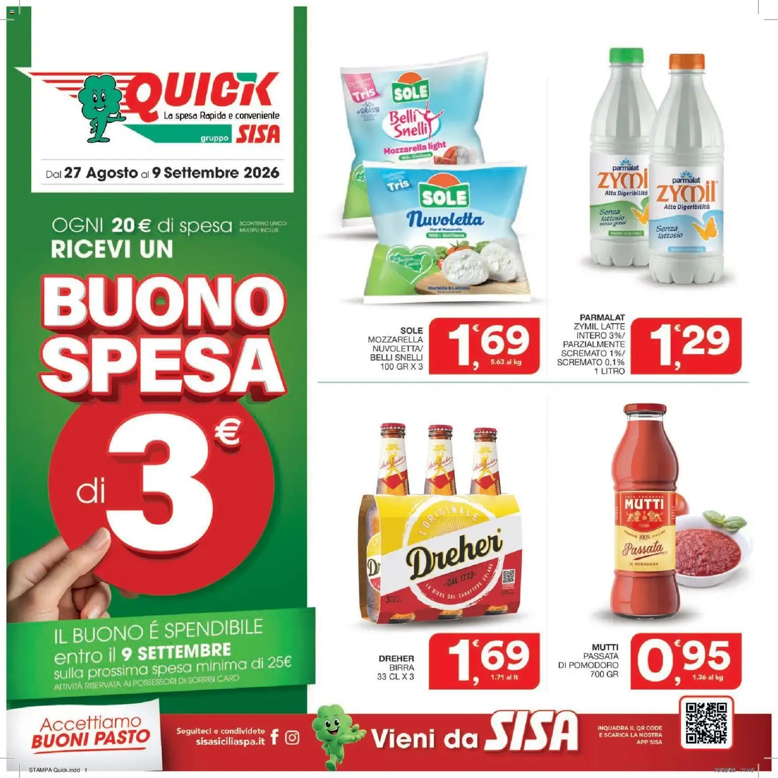 Quick SISA - La spesa Rapida e conveniente da 27 agosto a 9 settembre di 2026 - Pagina del volantino 1