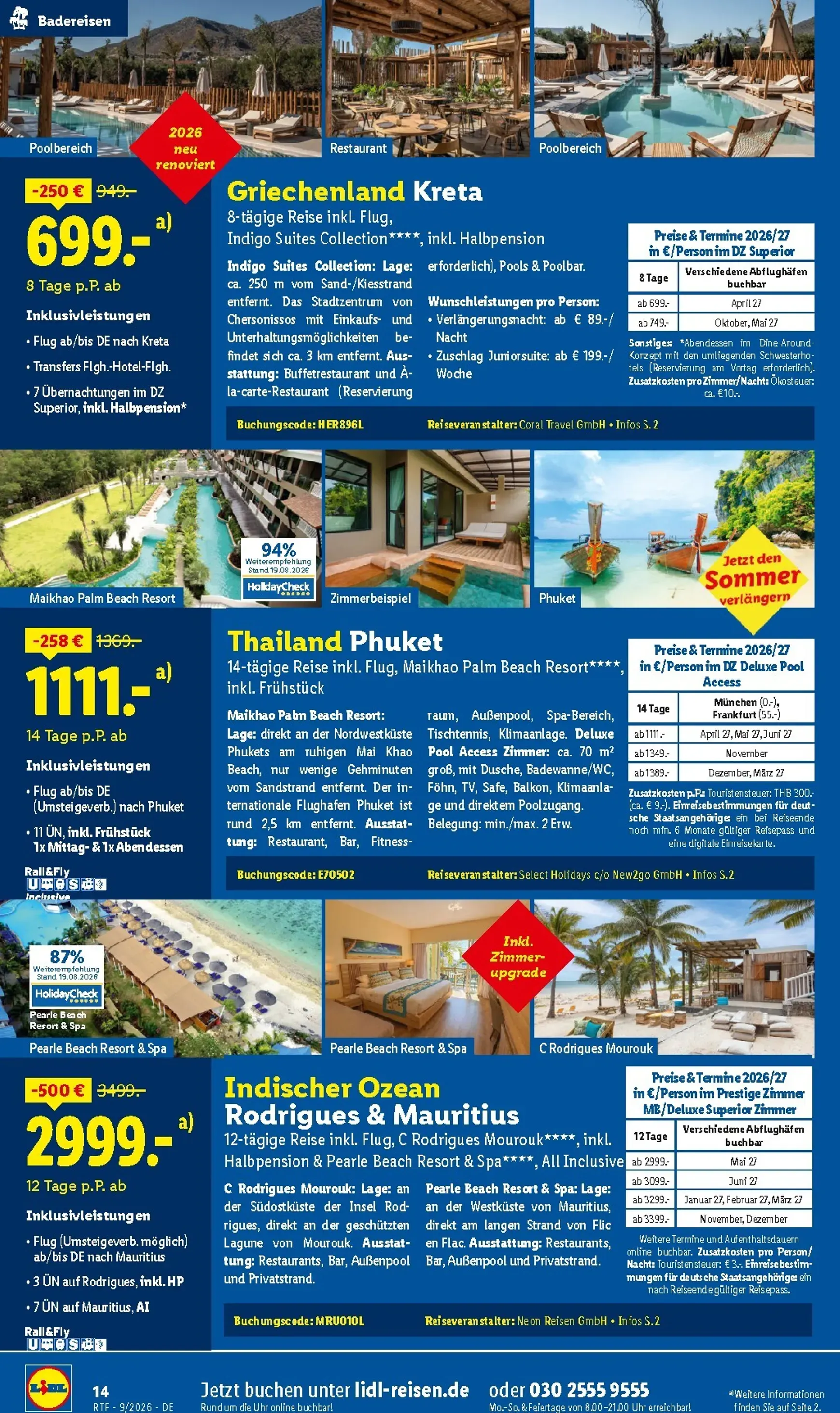 Lidl - Reise Highlights Prospekt – von Samstag 12.09.2026 bis Donnerstag 15.10.2026 von 12. September bis 15. Oktober 2026 - Prospekt seite 14