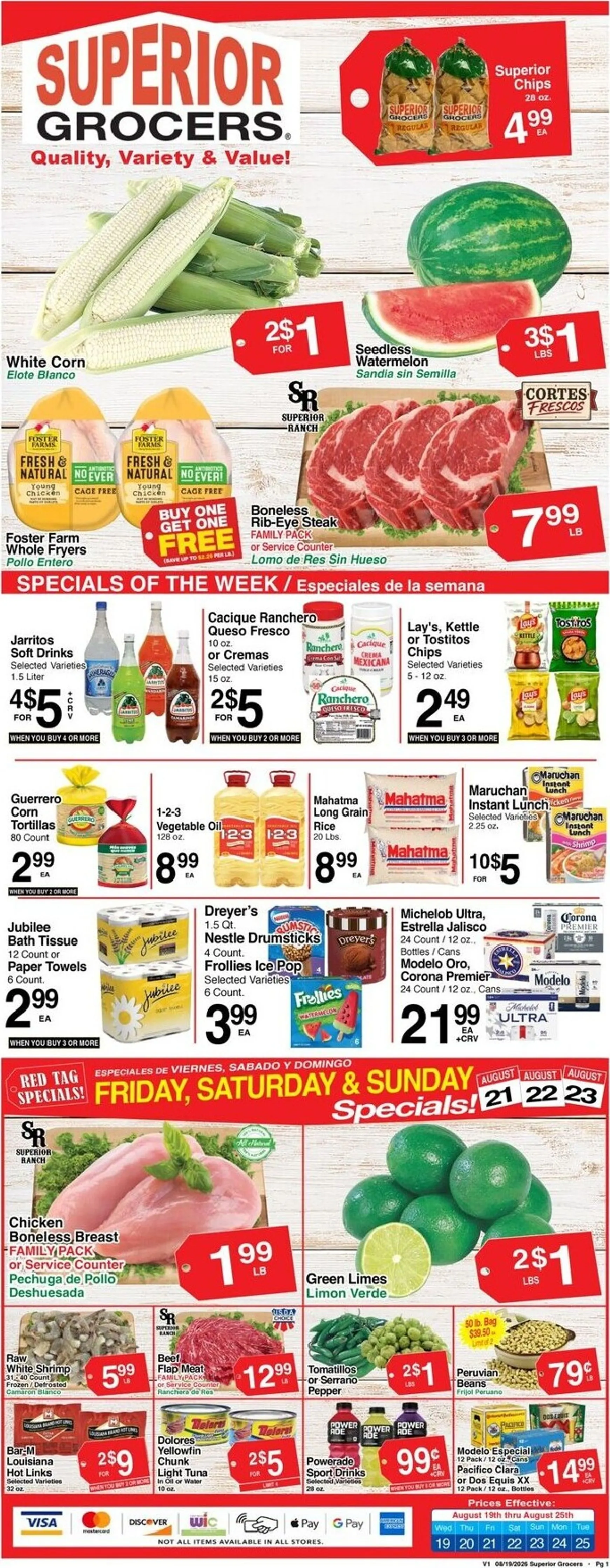 Weekly ad Current Superior Grocers leaflet valid from Wednesday 08/19/2026 to Tuesday 08/25/2026 from August 19 to August 25 2026 - Page 1