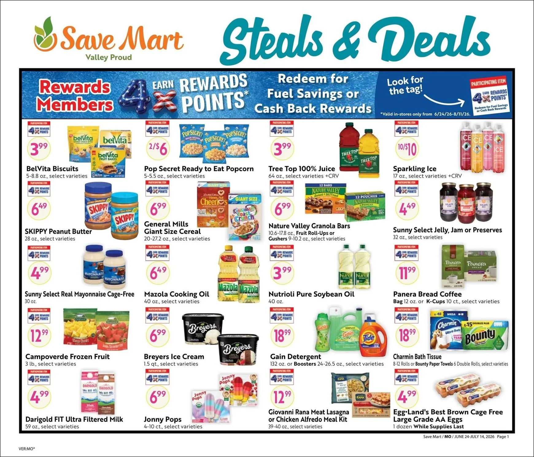 Weekly promotion Current Save Mart - Steals & Deals leaflet valid from Wednesday 06/24/2026 to Tuesday 07/14/2026 spanning from June 24 to July 14 2026 - Page 1 for Catalogue 365