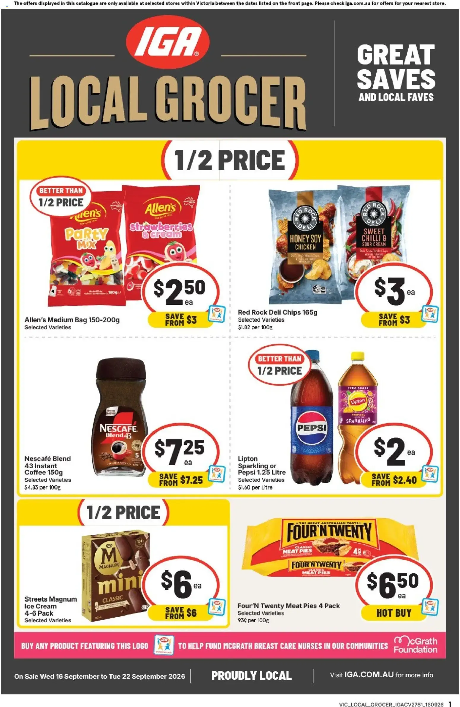 IGA Local Grocer - Great Saves and Local Faves - Catalogue valid from 16 September to 22 September 2026 - page 1