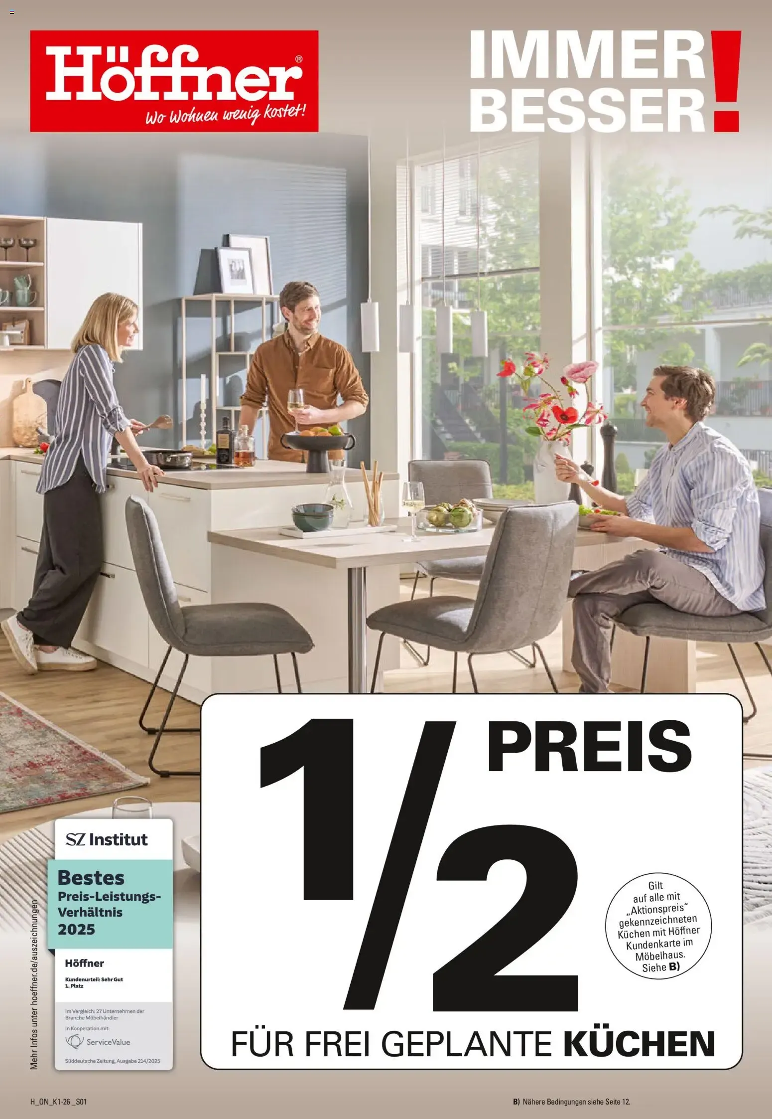 Höffner - 1/2 PREIS FÜR FREI GEPLANTE KÜCHEN von 26. Juni bis 28. Juli 2026 - Prospekt seite 1