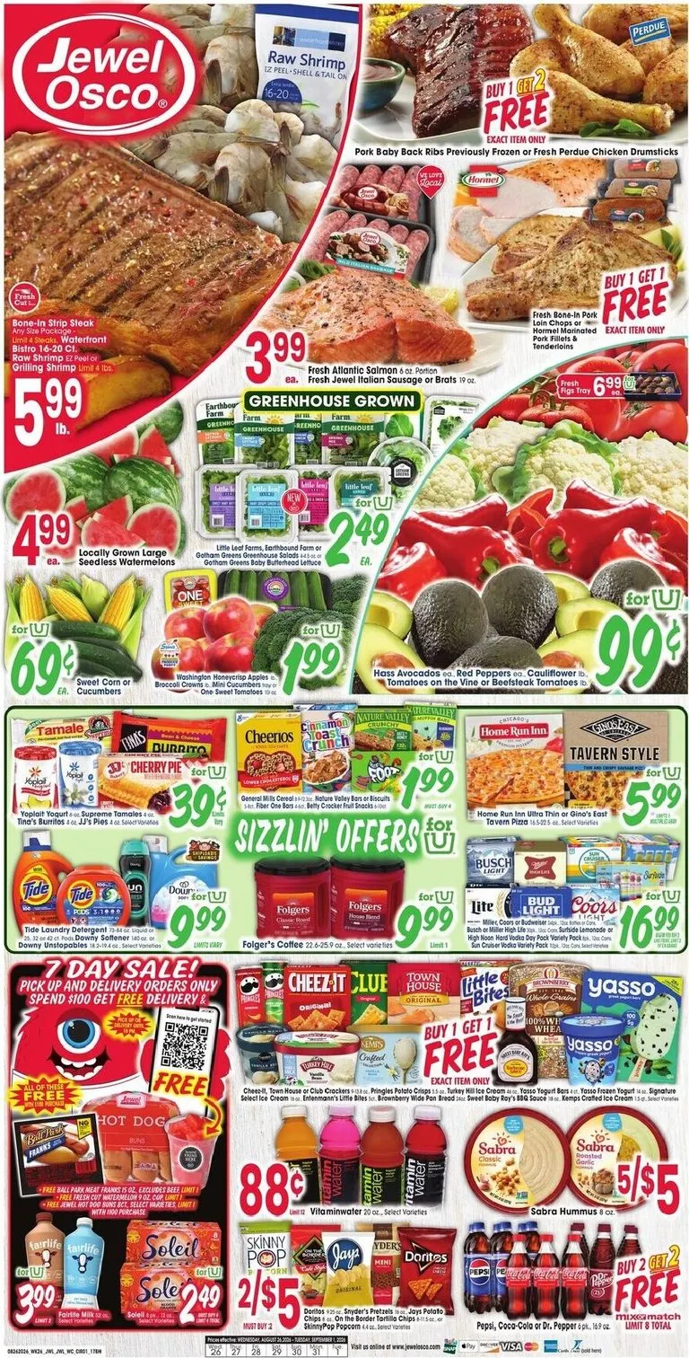 Weekly promotion Current Jewel-Osco leaflet valid from Wednesday 08/26/2026 to Tuesday 09/01/2026 spanning from August 26 to September 1 2026 - Page 1 for Catalogue 365