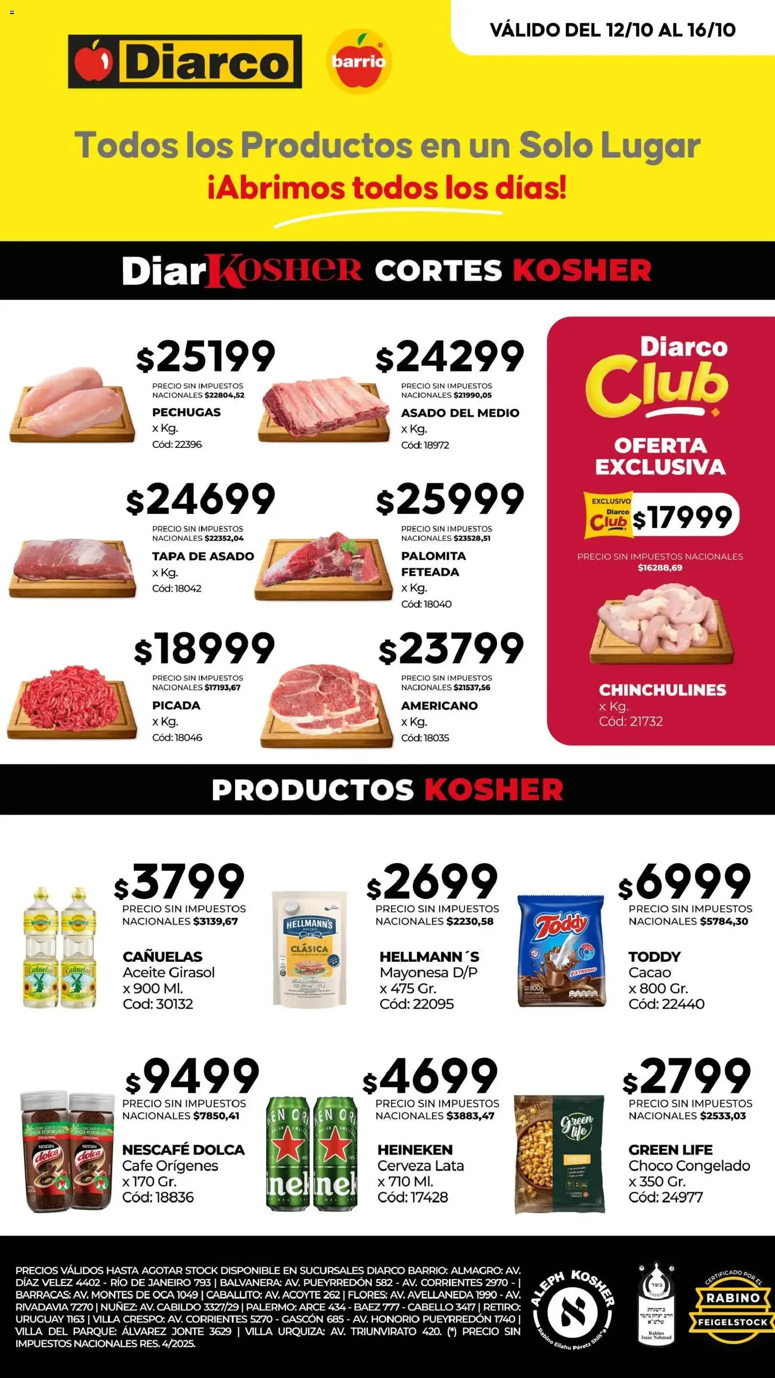 Ofertas de Diarco - Ofertas Kosher del 12/10/2026 - 16/10/2026 12 de octubre al 16 de octubre 2026 - Página 1 del catálogo