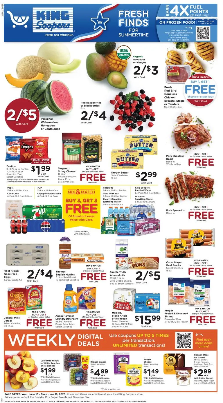 Weekly ad King Soopers: Fresh Finds for Summertime - Weekly Digital Deals from June 10 to June 16 2026 - Page 1