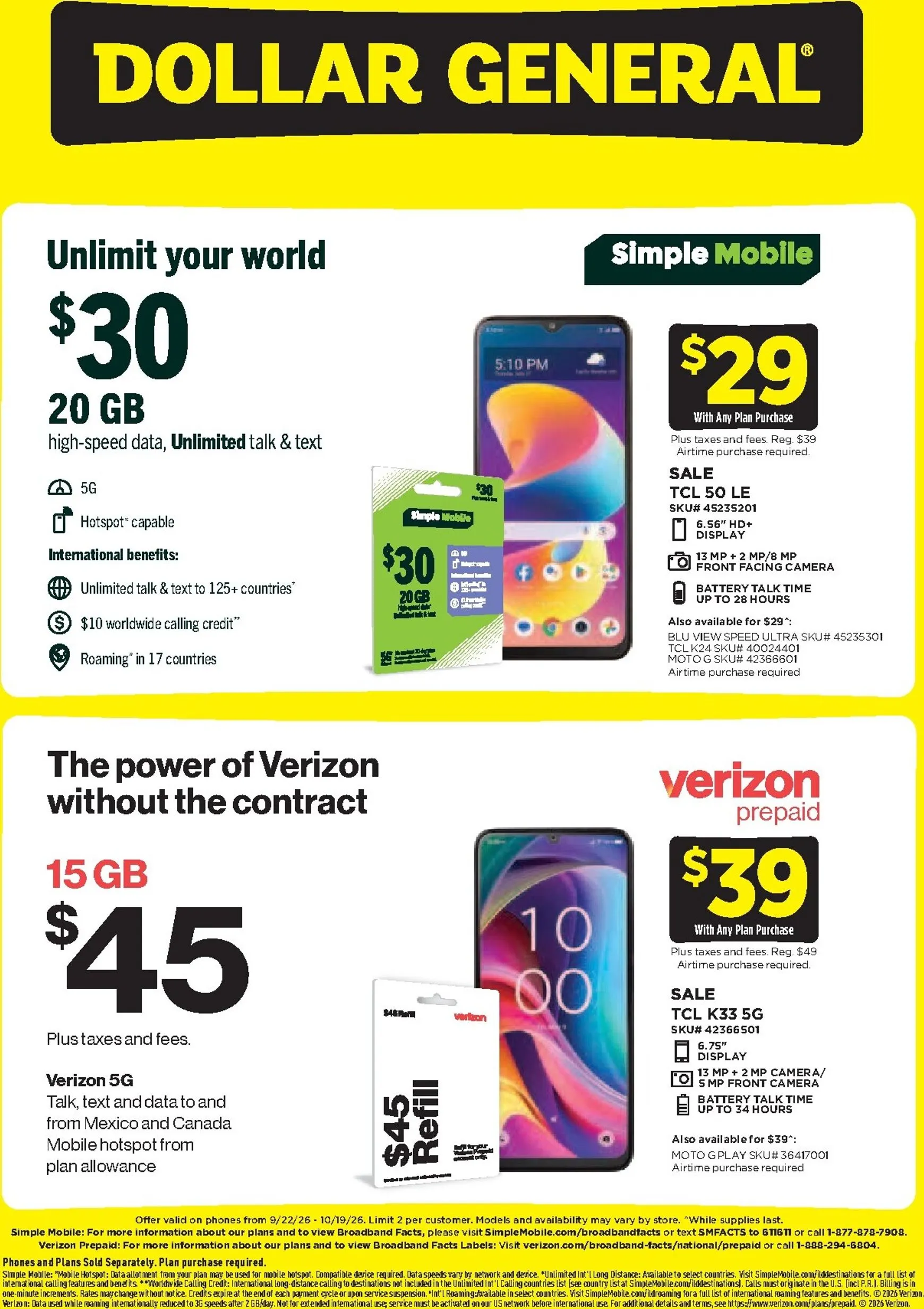 Weekly ad Current Dollar General - Wireless Deals leaflet valid from Tuesday 09/22/2026 to Monday 10/19/2026 from September 22 to October 19 2026 - Page 2