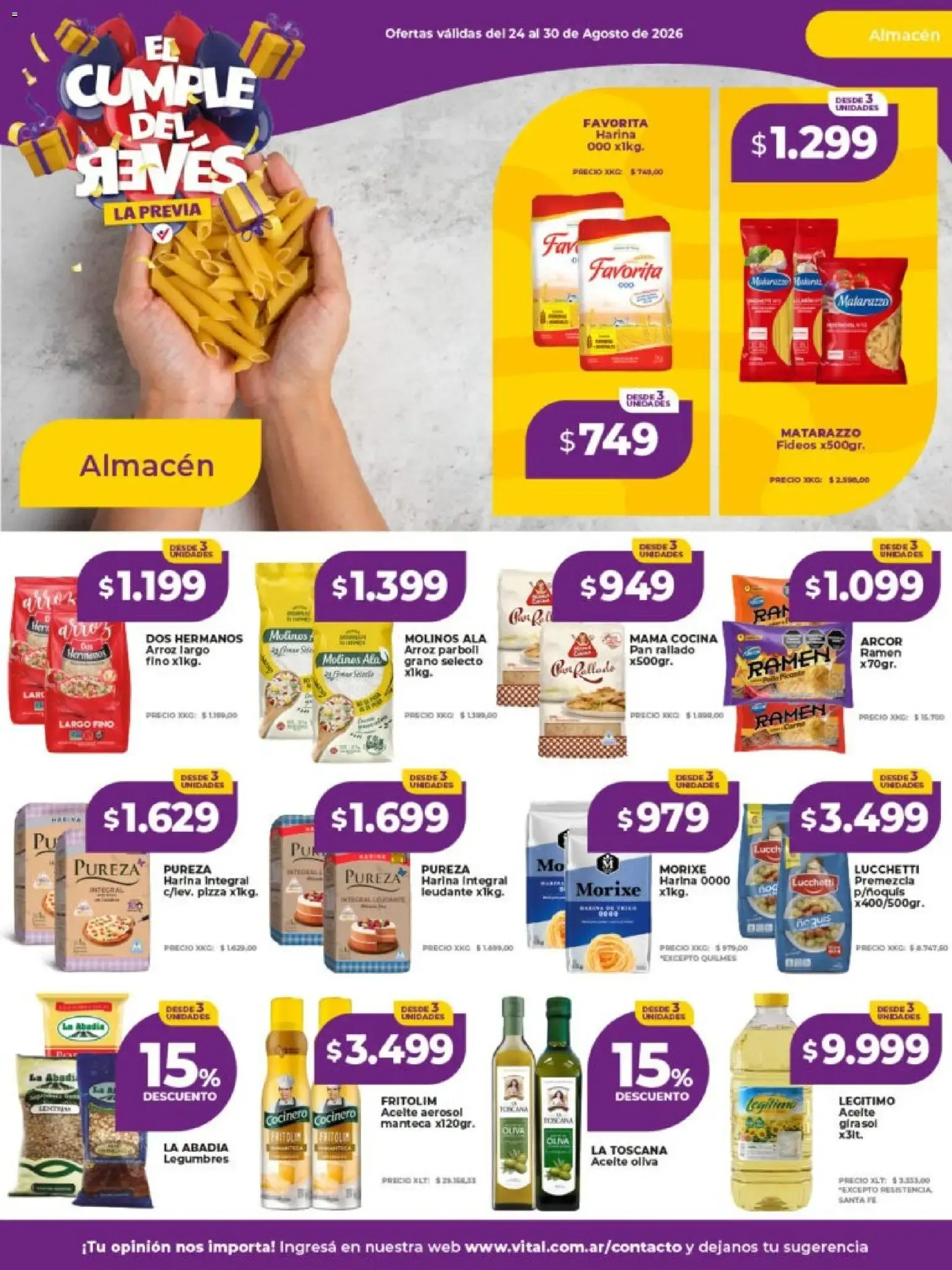 Ofertas de Vital Supermayorista - El Cumple del Revés - Ofertas 24 de agosto al 30 de agosto 2026 - Página 15 del catálogo