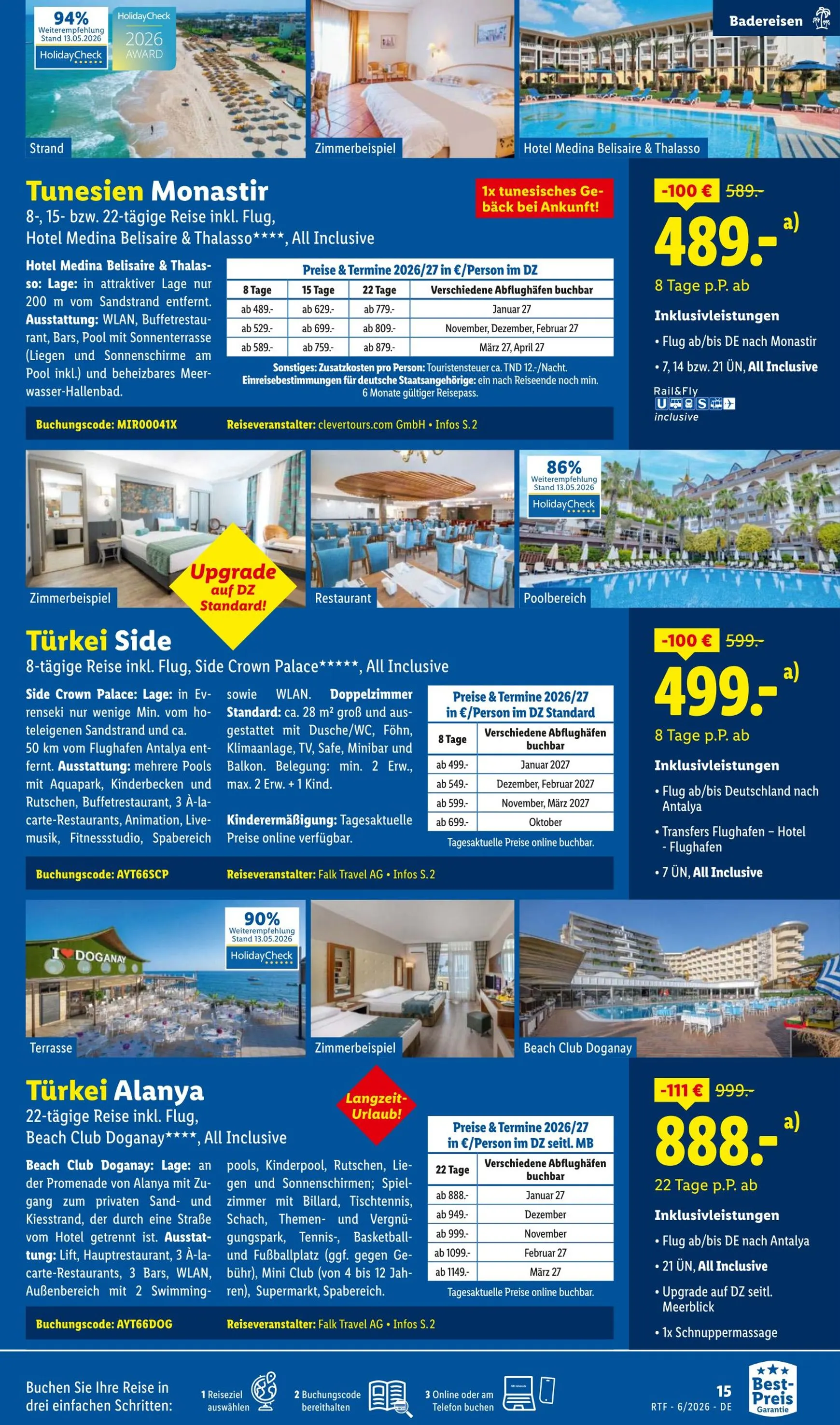 Lidl - Reise Highlights Prospekt – von Donnerstag 11.06.2026 bis Mittwoch 15.07.2026 von 13. Juni bis 15. Juli 2026 - Prospekt seite 15