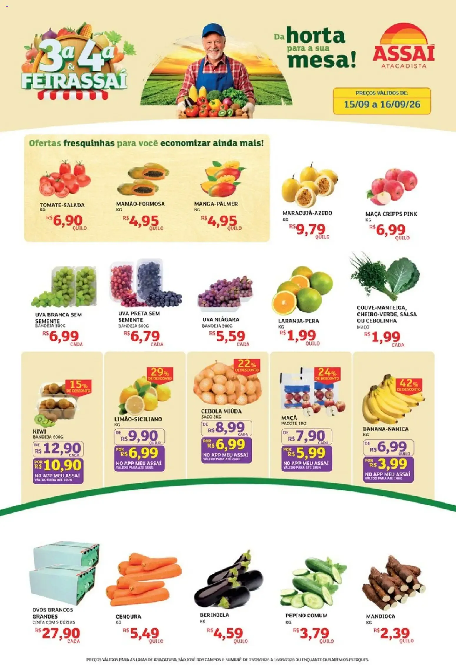 Encarte de 3a & 4a Feira Assaí: Da Horta para a Sua Mesa! 15 de setembro até 16 de setembro 2026 - Pagina 1