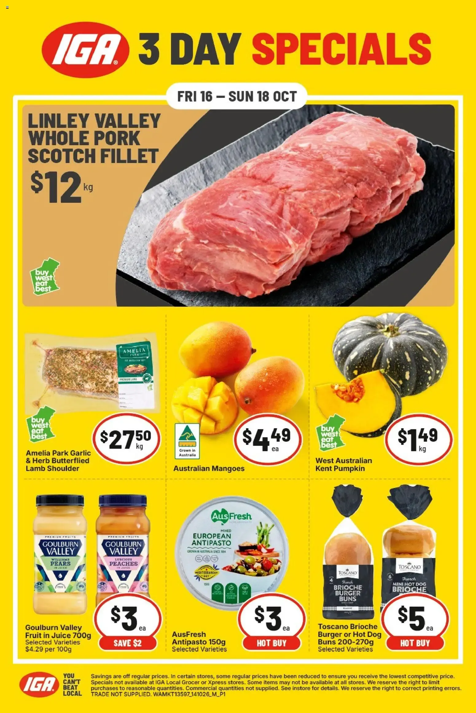 IGA 3 DAY SPECIALS - Catalogue valid from 16 October to 18 October 2026 - page 1