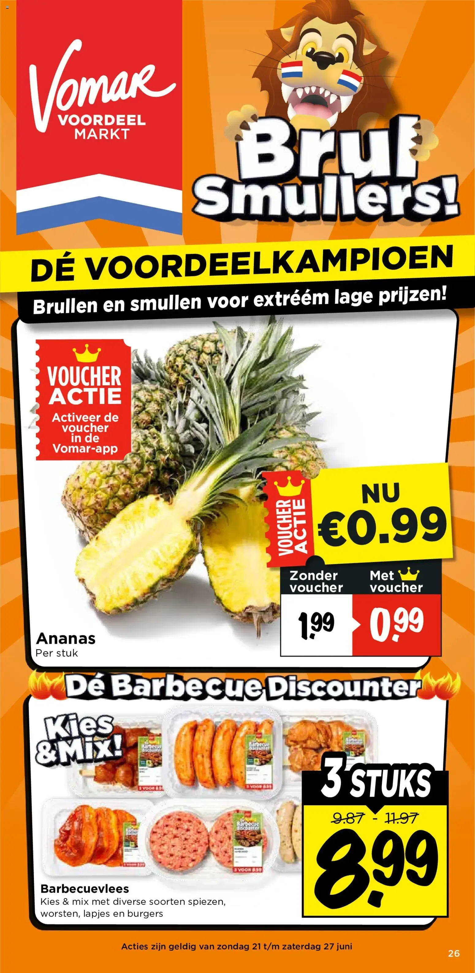 Vomar Voordeelmarkt - Brul Smullers! Dé Voordeelkampion van 21 juni tot 27 juni 2026 - Folder pagina 1