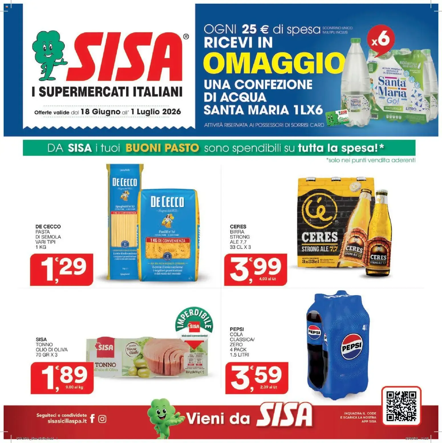 SISA - Offerte valide dal 18 Giugno all' 1 Luglio 2026
