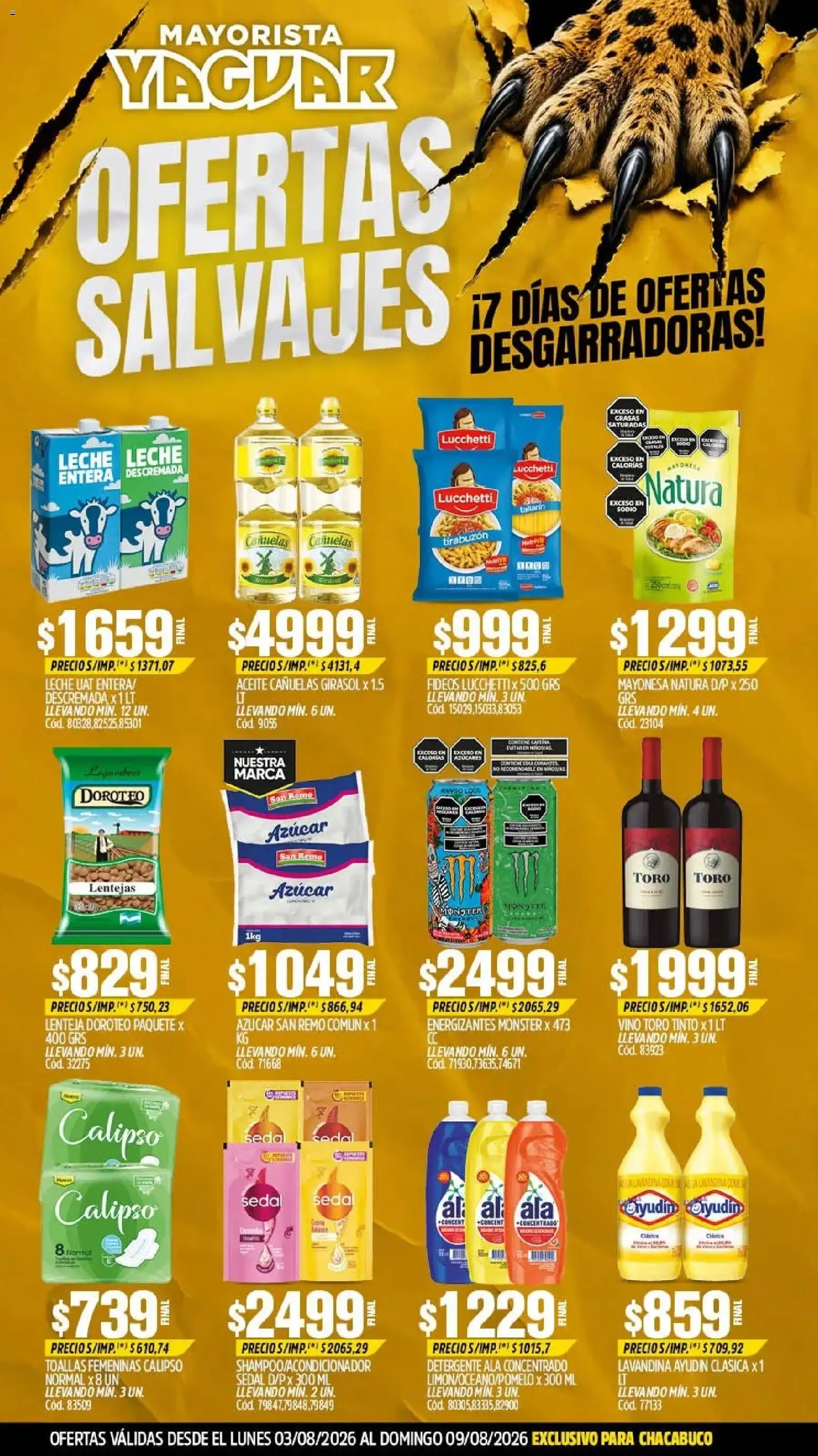 Ofertas de Mayorista Yaguar - Ofertas Salvajes Parque Chacabuco 3 de agosto al 9 de agosto 2026 - Página 1 del catálogo