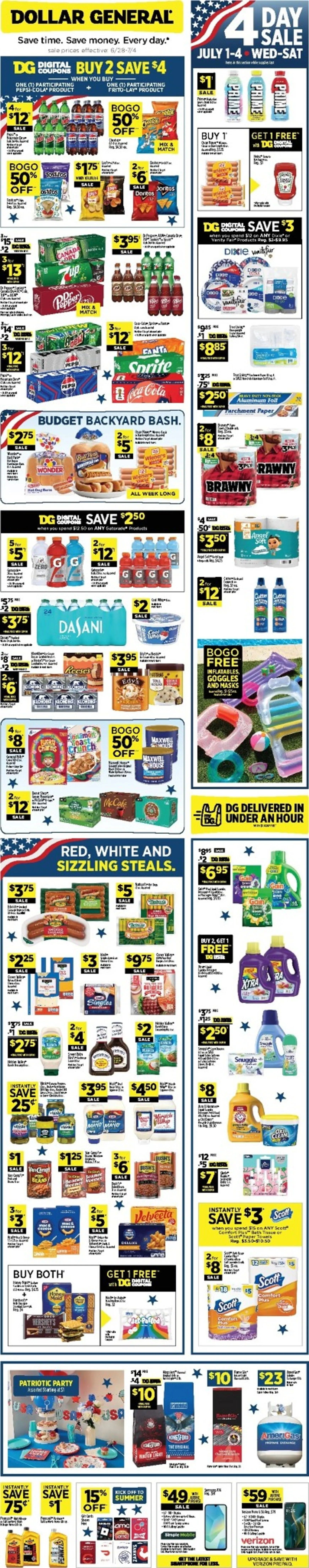 Weekly ad Current Dollar General leaflet valid from Sunday 06/28/2026 to Saturday 07/04/2026 from June 28 to July 4 2026 - Page 1