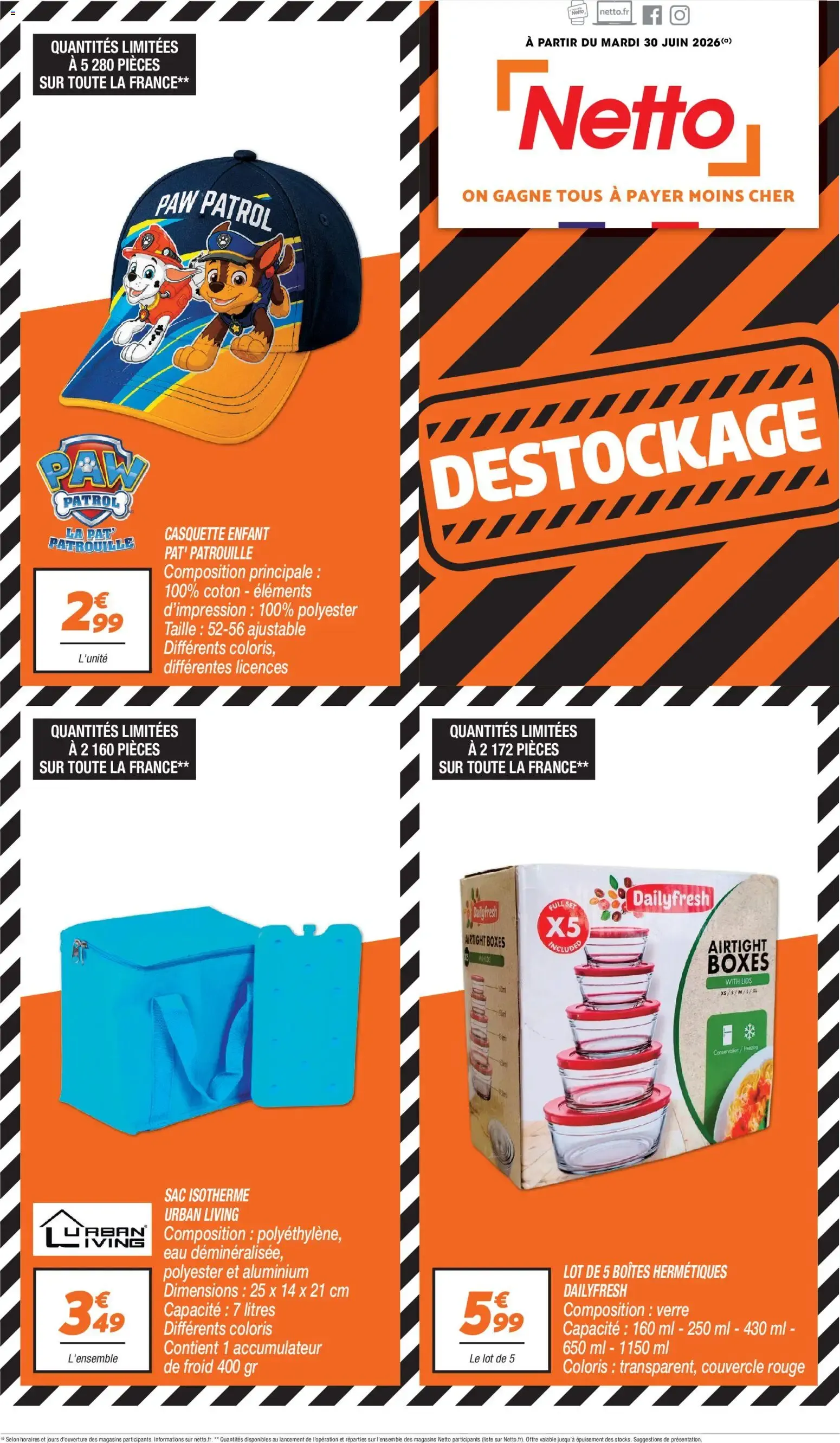 Netto - Destockage juillet à partir du 30/06/2026 - promo en ligne du 30 juin au 31 juillet 2026 - Catalogue page 1