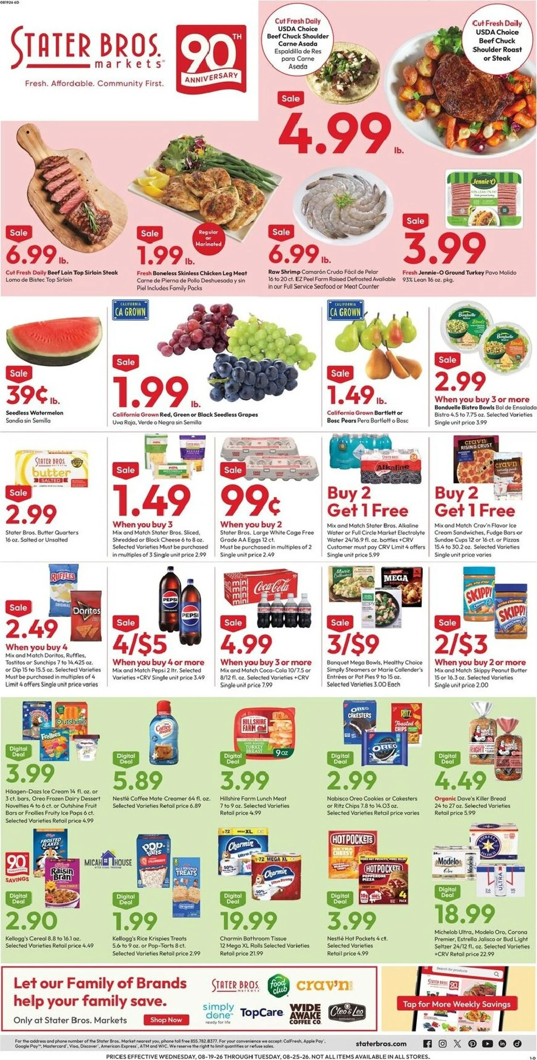 Weekly ad Current Stater Bros. leaflet valid from Wednesday 08/19/2026 to Tuesday 08/25/2026 from August 19 to August 25 2026 - Page 1