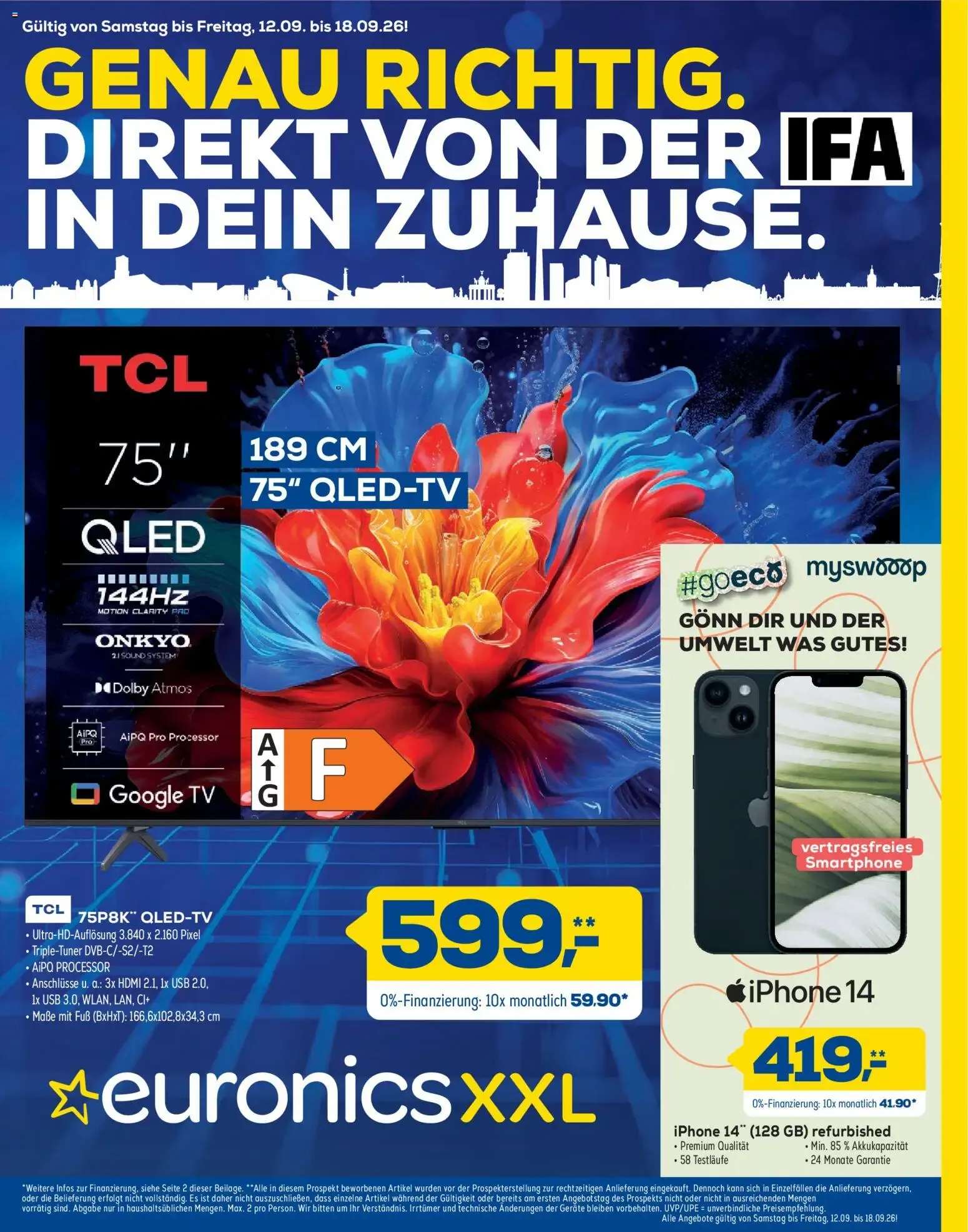 Euronics Prospekt (ab 12.09.2026) zum Blättern von 12. September bis 18. September 2026 - Prospekt seite 1