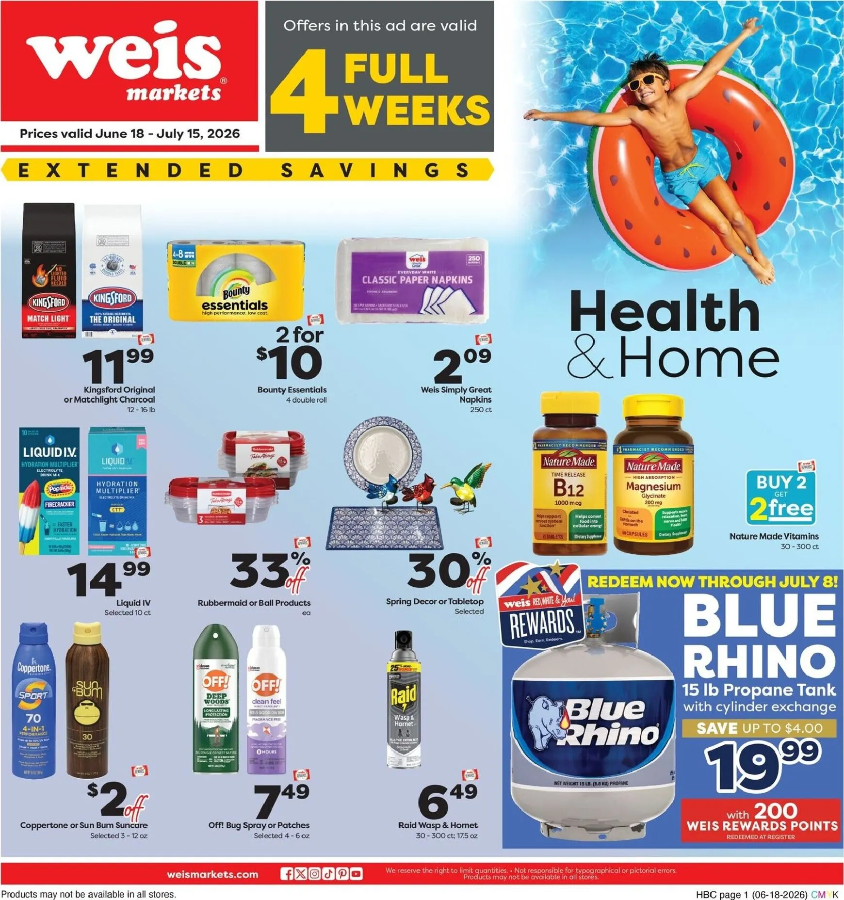 Current Weis Markets - Monthly Home leaflet valid from Thursday 06/18/2026 to Wednesday 07/15/2026