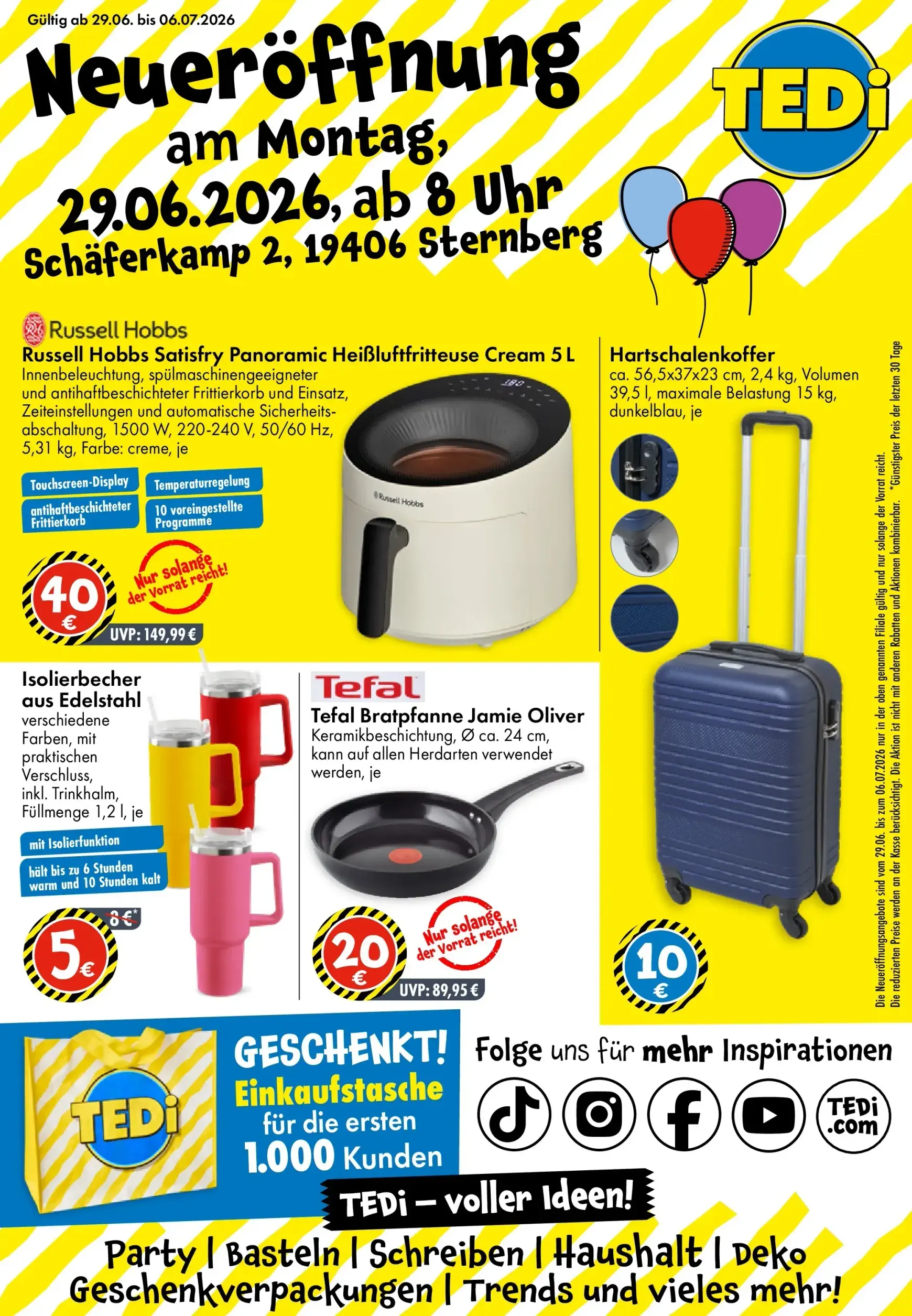 TEDi - Neueröffnung Sternberg Prospekt nächste Woche – von Montag 29.06.2026 bis Montag 06.07.2026 von 29. Juni bis 6. Juli 2026 - Prospekt seite 1