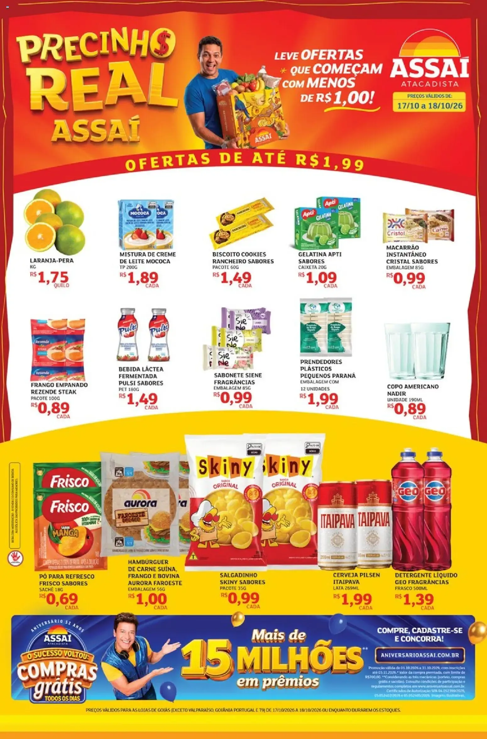 Encarte de Precinho Real Assaí - Ofertas de até R$1,99 17 de outubro até 18 de outubro 2026 - Pagina 1