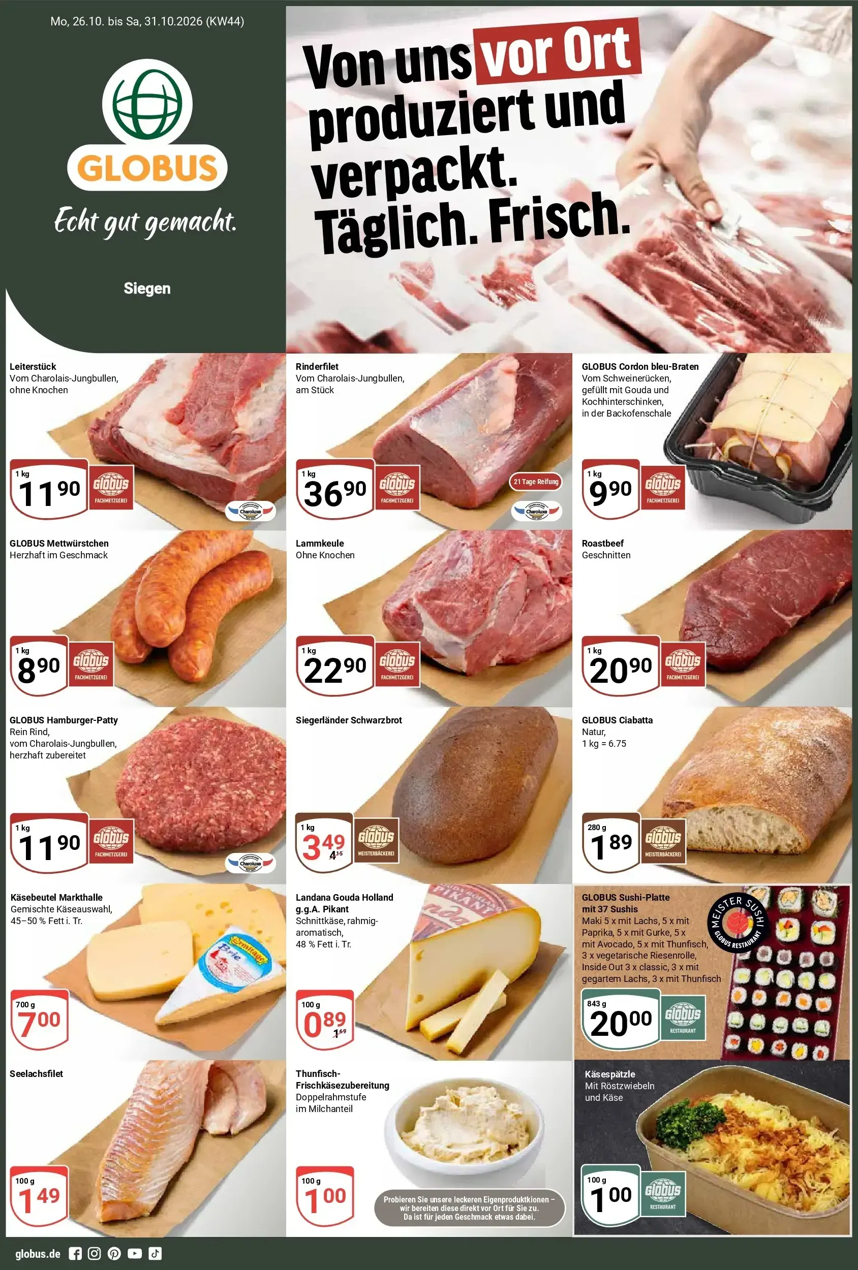 Globus - Siegen Prospekt – von Montag 26.10.2026 bis Samstag 31.10.2026 von 26. Oktober bis 31. Oktober 2026 - Prospekt seite 1