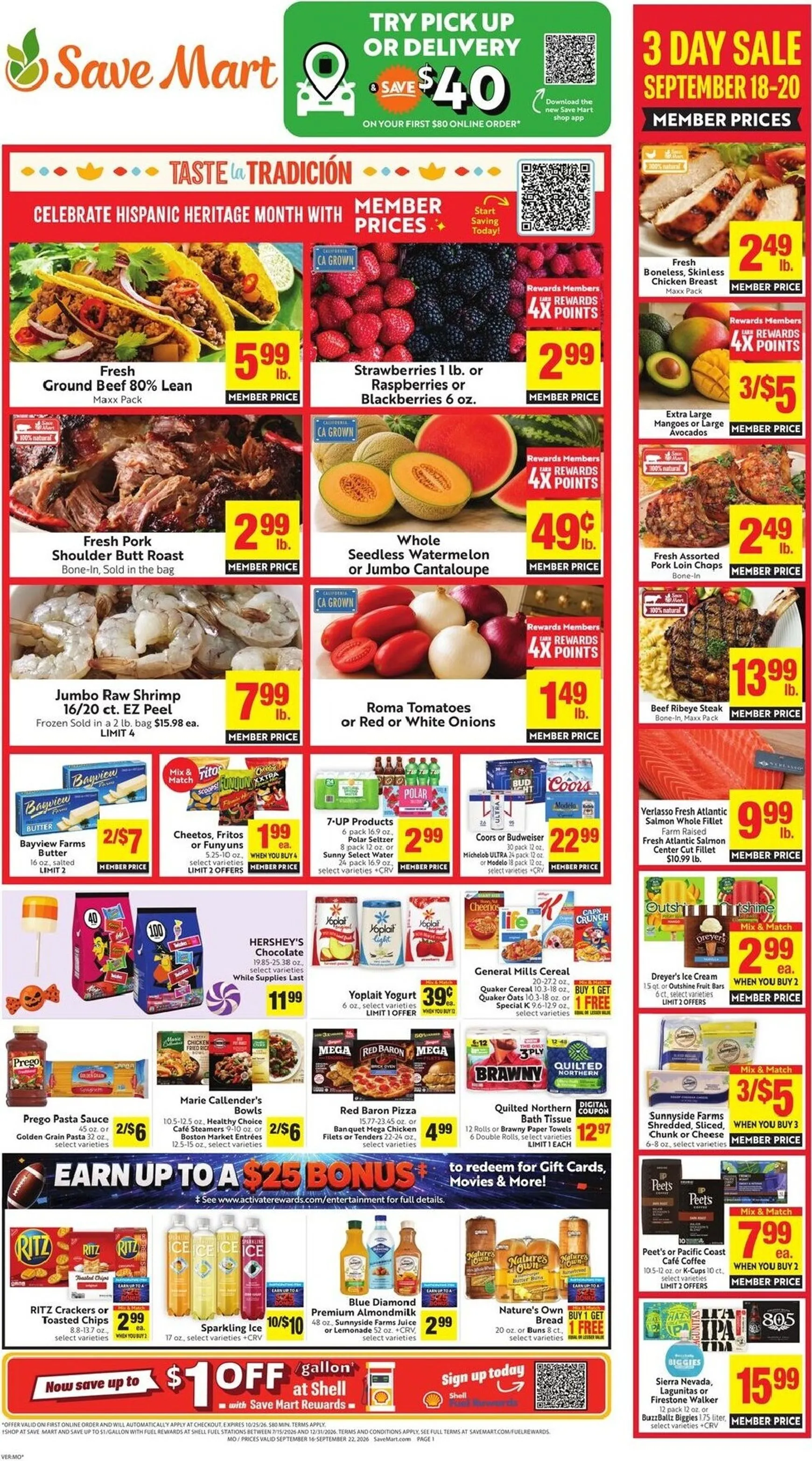 Weekly ad Current Save Mart leaflet valid from Wednesday 09/16/2026 to Tuesday 09/22/2026 from September 16 to September 22 2026 - Page 1
