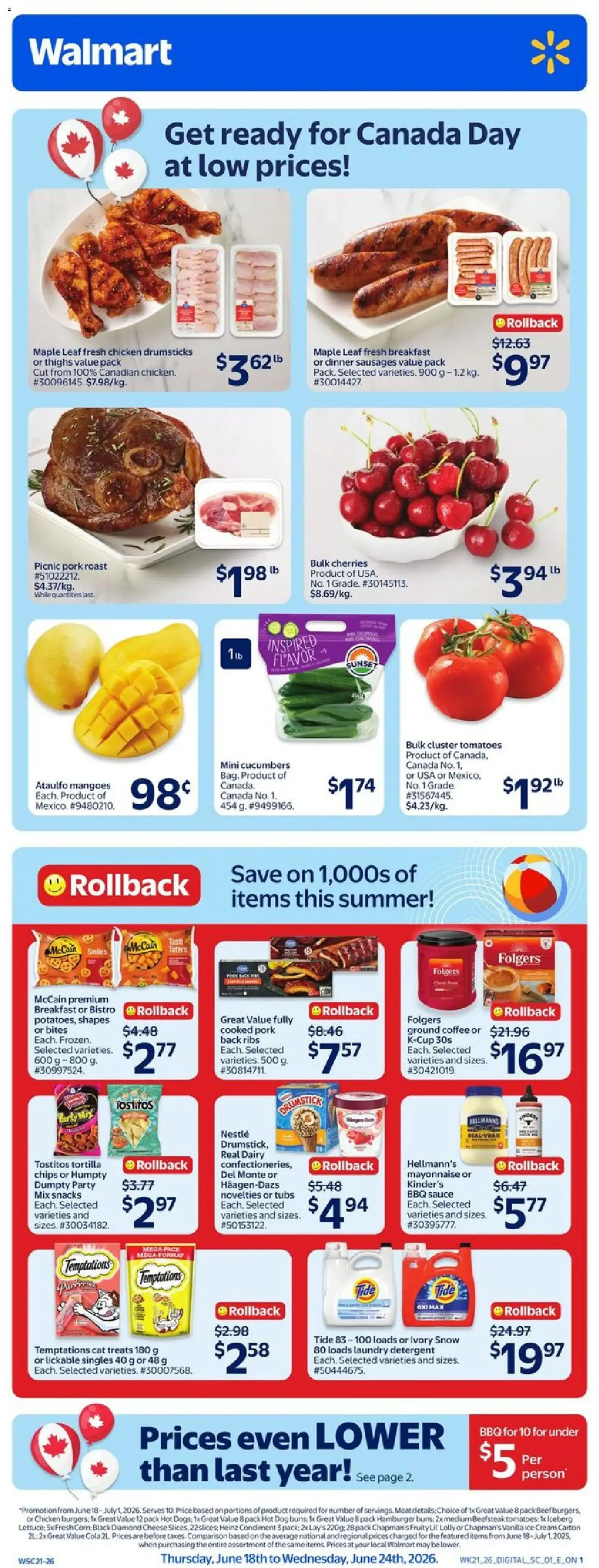 Walmart weekly flyer from Jun 18, 2026 > weekly specials & deals from June 18 to June 24 2026 - flyer page 1