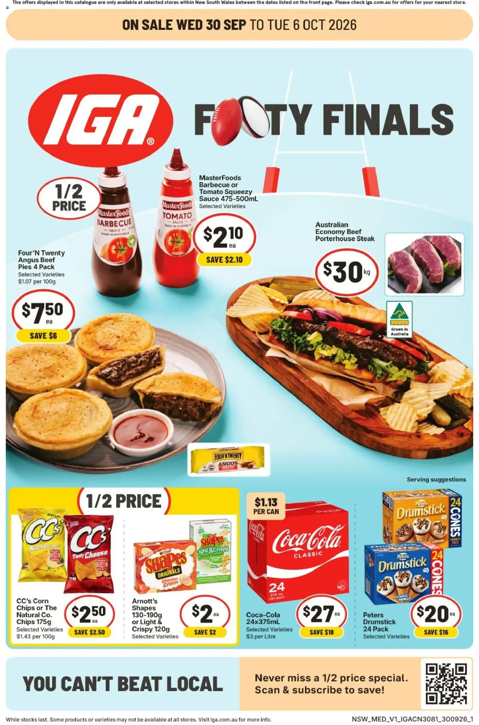 IGA FOOTY FINALS - Catalogue valid from 30 September to 6 October 2026 - page 1
