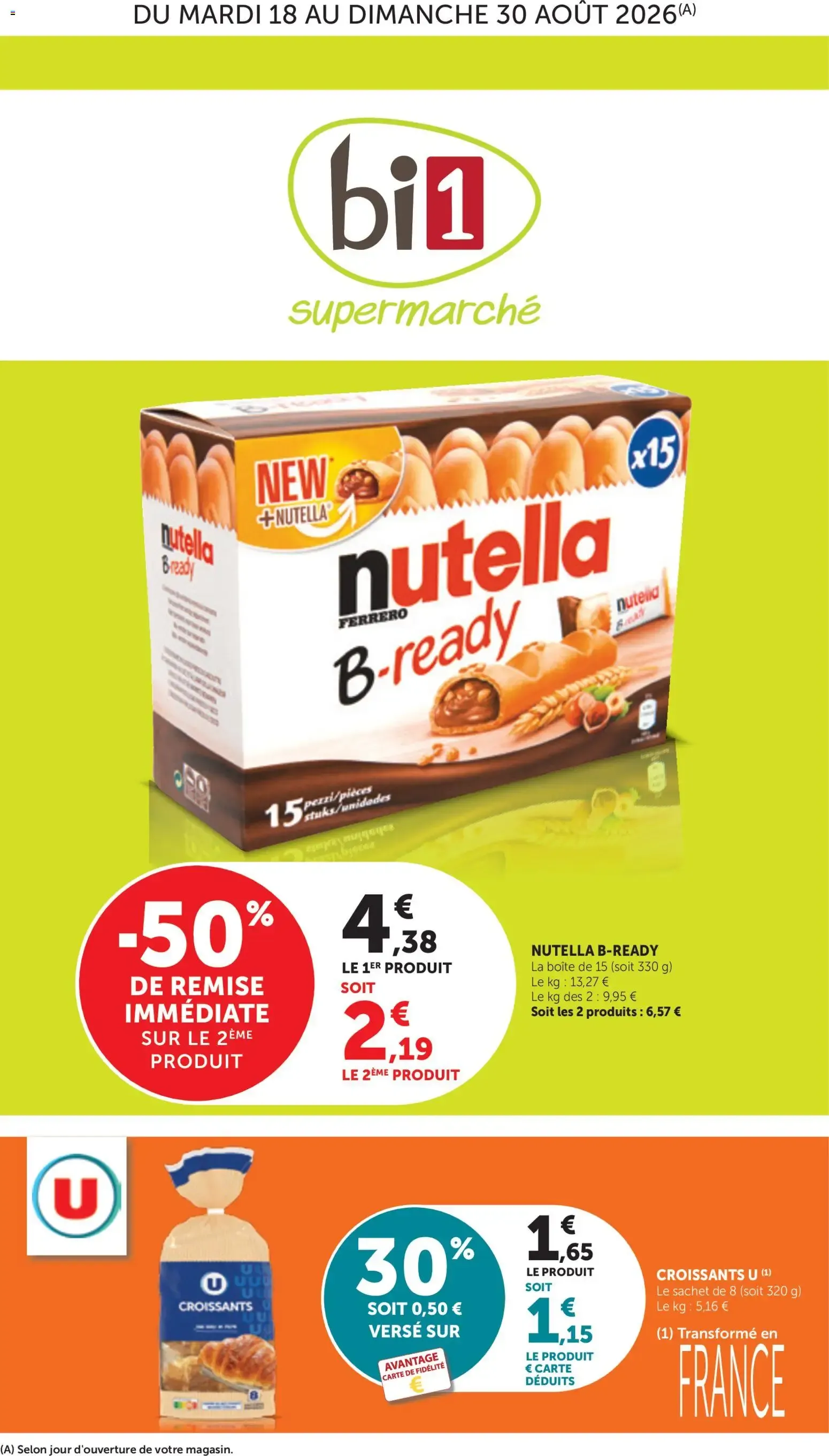 bi1 prospectus à partir du 18/08/2026 - promo en ligne du 18 août au 30 août 2026 - Catalogue page 1