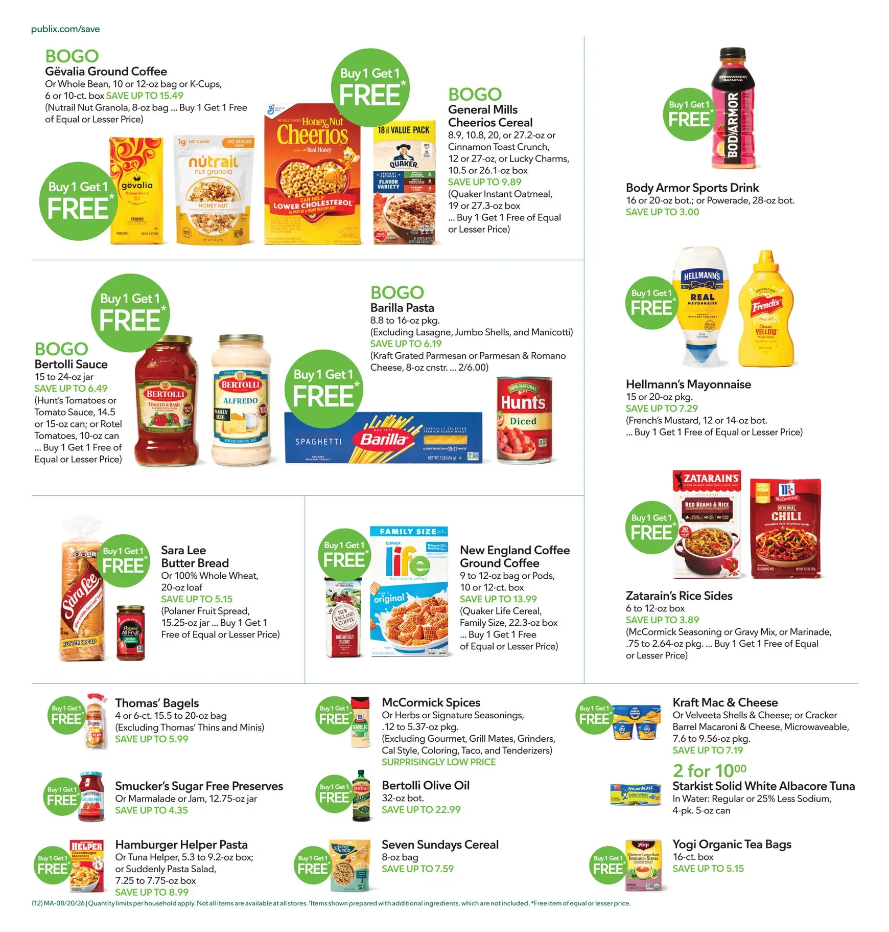 Weekly promotion Current Publix leaflet valid from Thursday 08/20/2026 to Wednesday 08/26/2026 spanning from August 20 to August 26 2026 - Page 12 for Catalogue 365