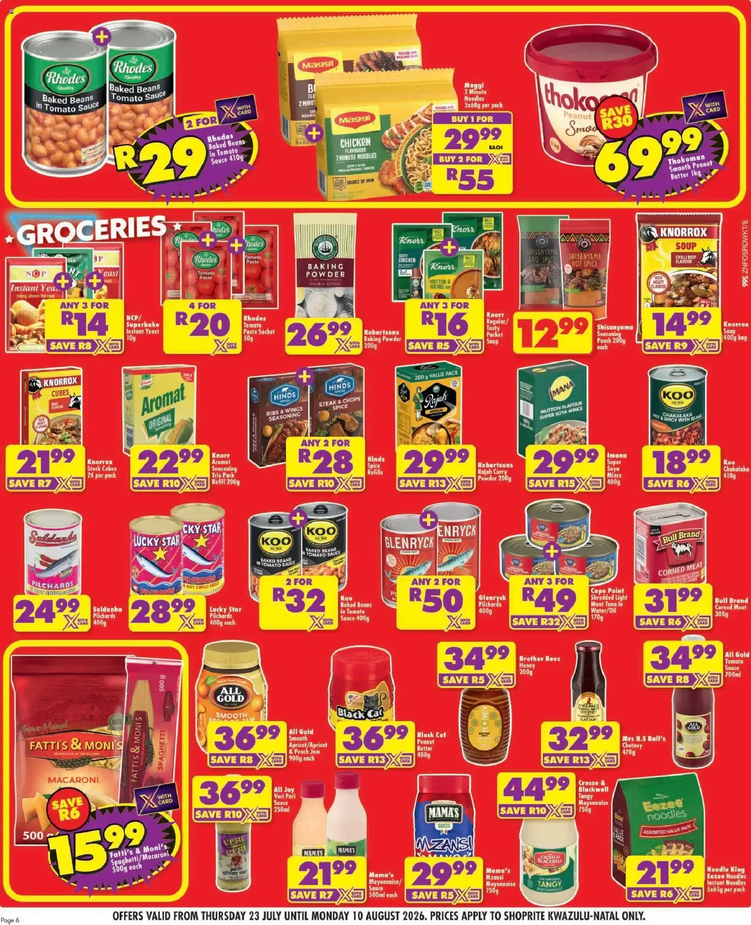 Shoprite: It's Our Major Low Price Birthday from 23 July to 10 August 2026 - Catalogue Page 6