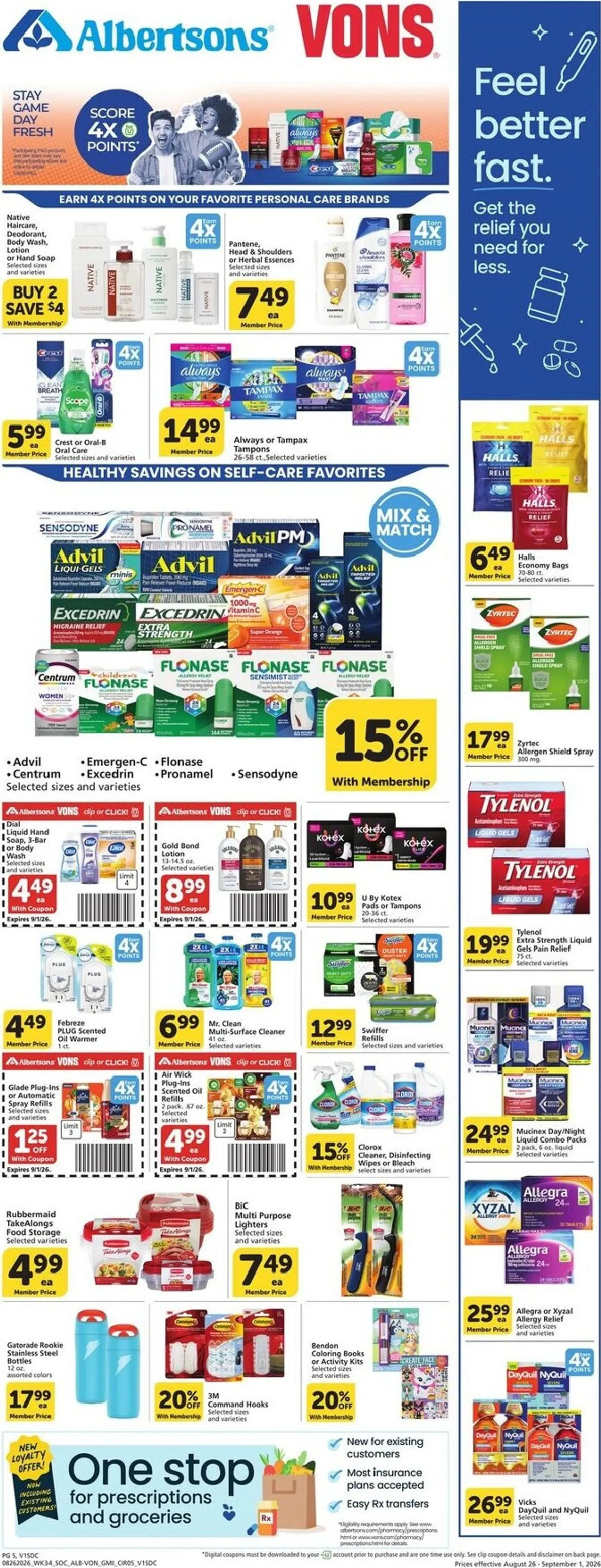 Weekly promotion Current Vons leaflet valid from Wednesday 08/26/2026 to Tuesday 09/01/2026 spanning from August 26 to September 1 2026 - Page 4 for Catalogue 365