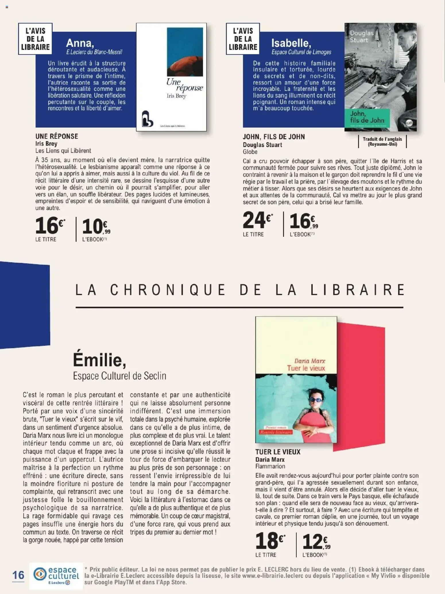 Espace Culturel E.Leclerc - Rentrée Littéraire 2026 du 1 septembre au 24 octobre 2026 - Catalogue page 16