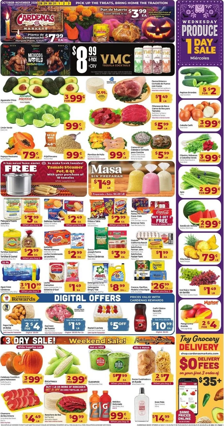 Current Cardenas Markets leaflet valid from Wednesday 10/28/2026 to Tuesday 11/03/2026