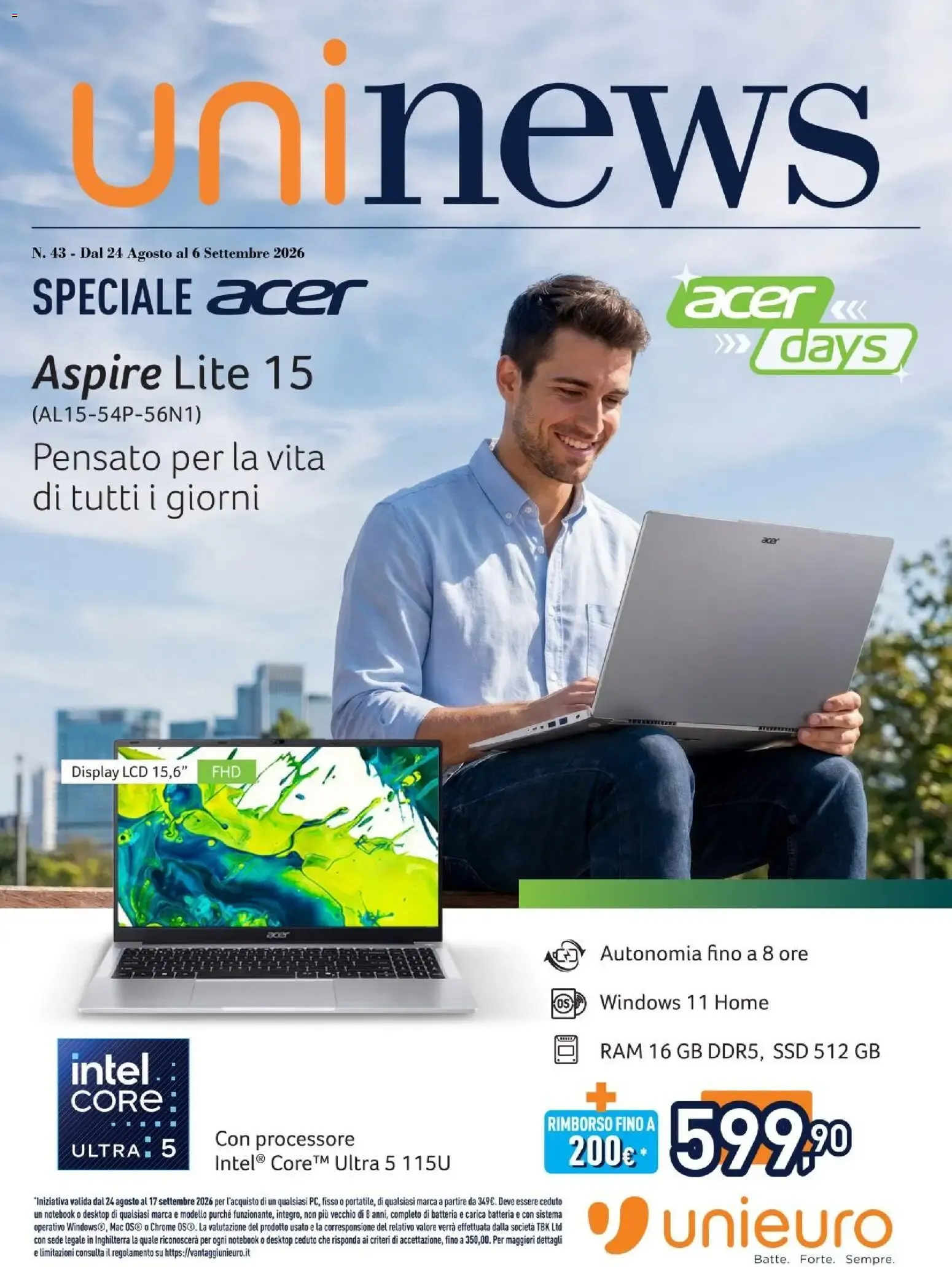 uninews - Speciale Acer Aspire Lite 15 da 24 agosto a 6 settembre di 2026 - Pagina del volantino 1