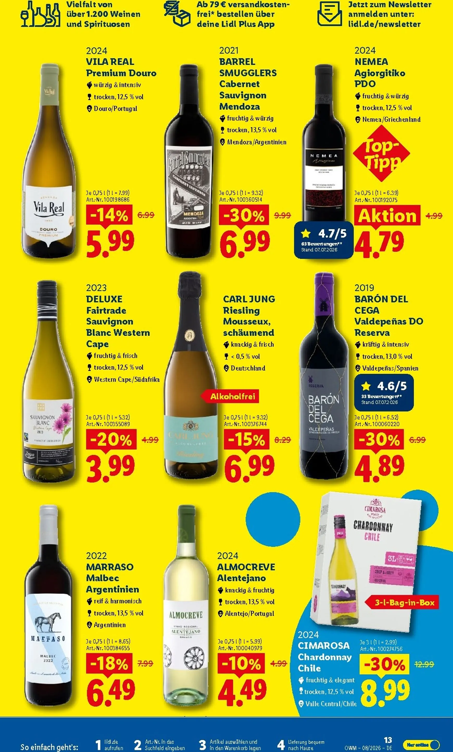 Lidl - Wein & Spirituosen Prospekt – von Samstag 01.08.2026 bis Montag 31.08.2026 von 1. August bis 31. August 2026 - Prospekt seite 13
