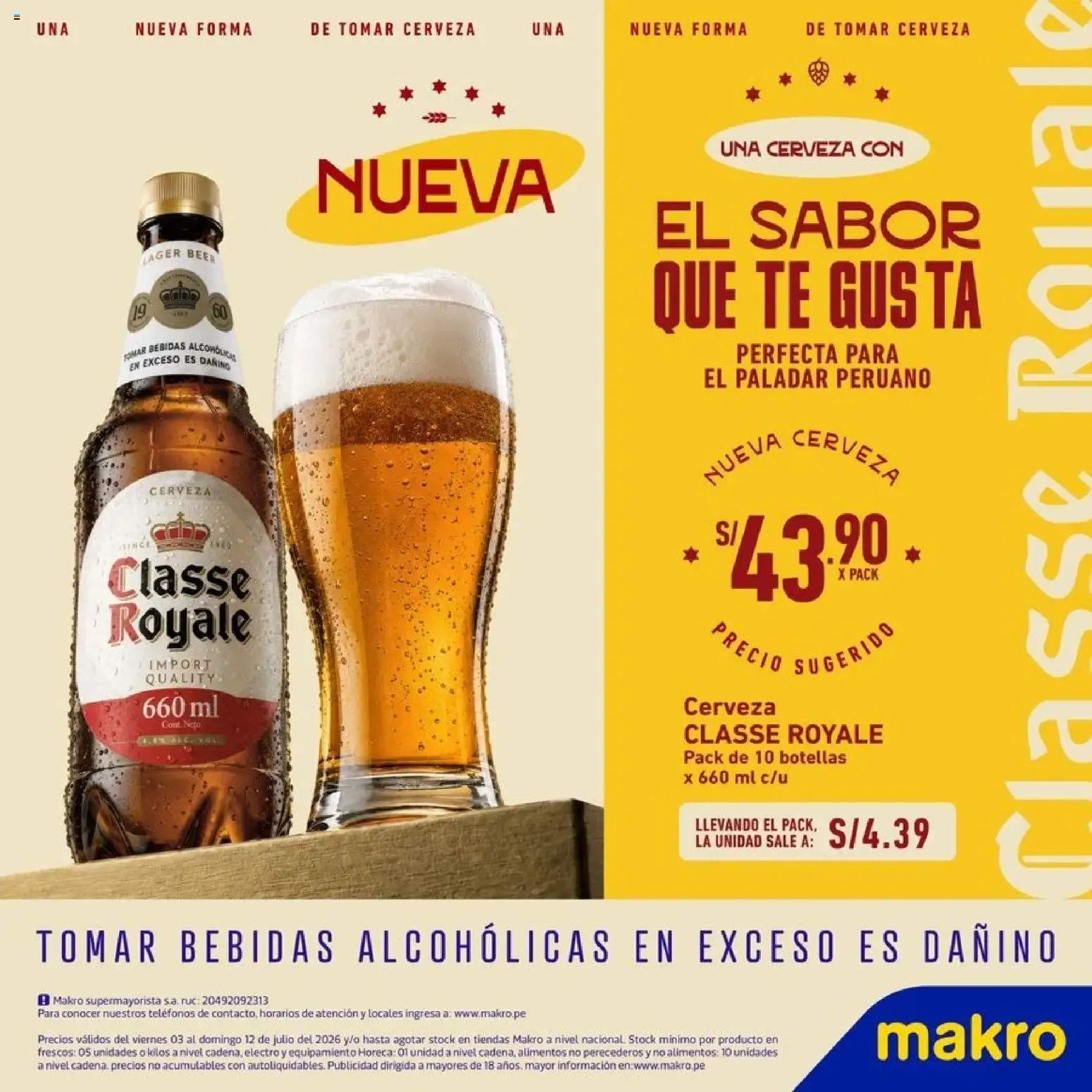 Catalogo de Catálogo Makro - Volante Cerveza Classe Royal online del 03/07/2026 3 de julio al 12 de julio 2026 - Pag 1