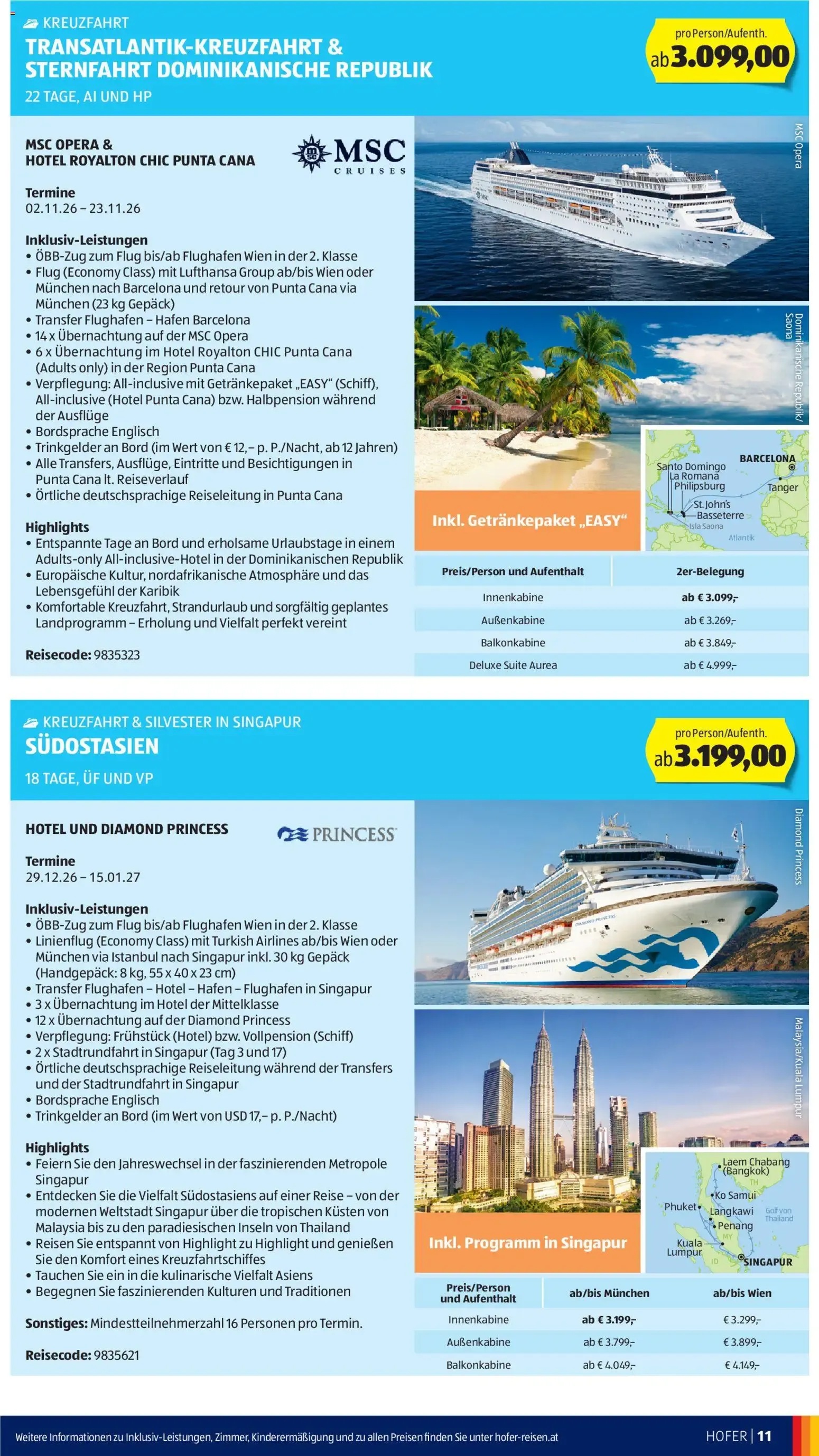 Hofer Sommerdeals Hofer Reisen ab 27.05.2026 - Angebote, Aktionen von 27. Mai bis 30. Juni 2026 - Flugblätt seite  11