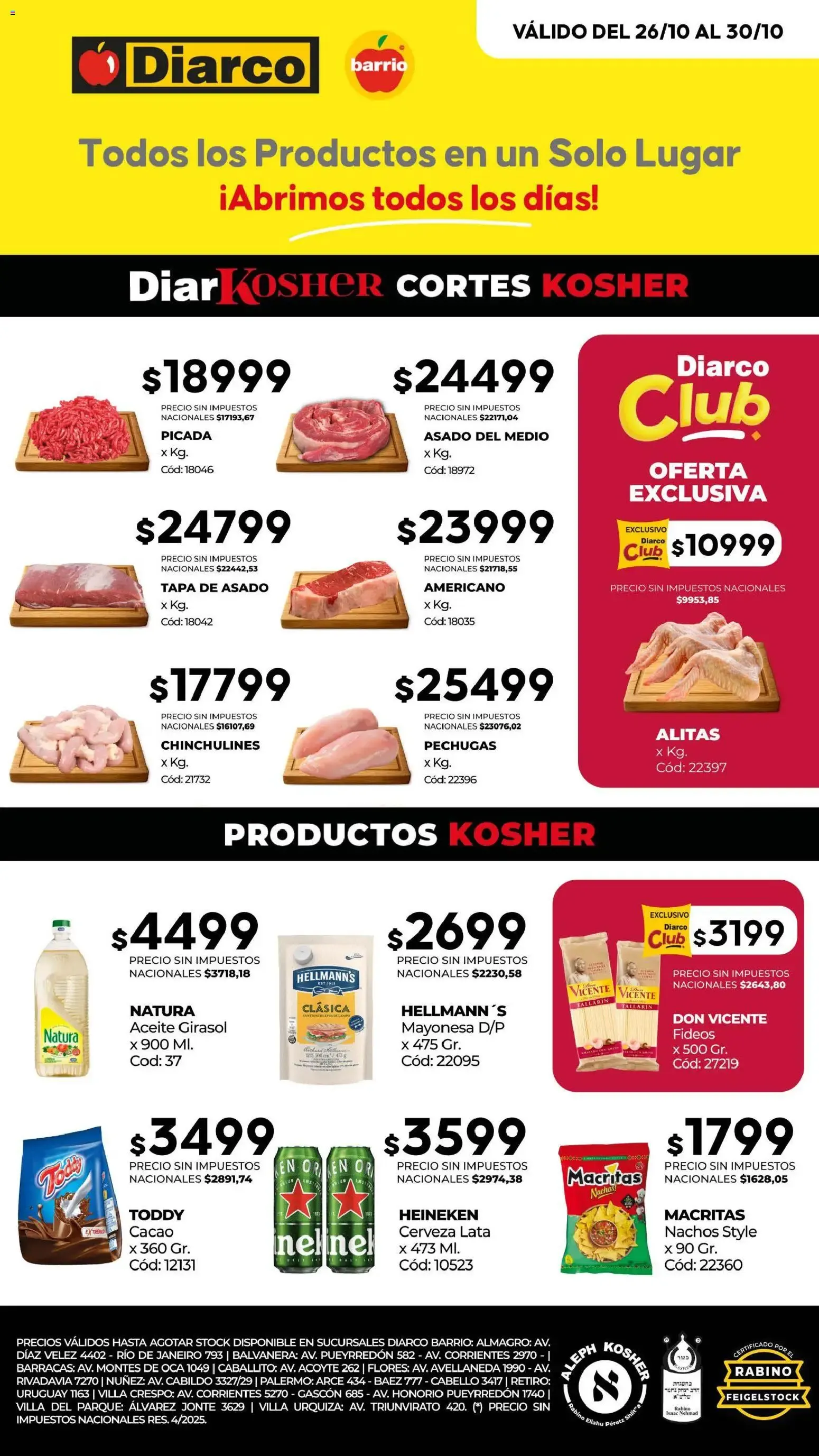 Ofertas de Diarco - Ofertas Kosher del 26/10 - 30/10 26 de octubre al 30 de octubre 2026 - Página 1 del catálogo